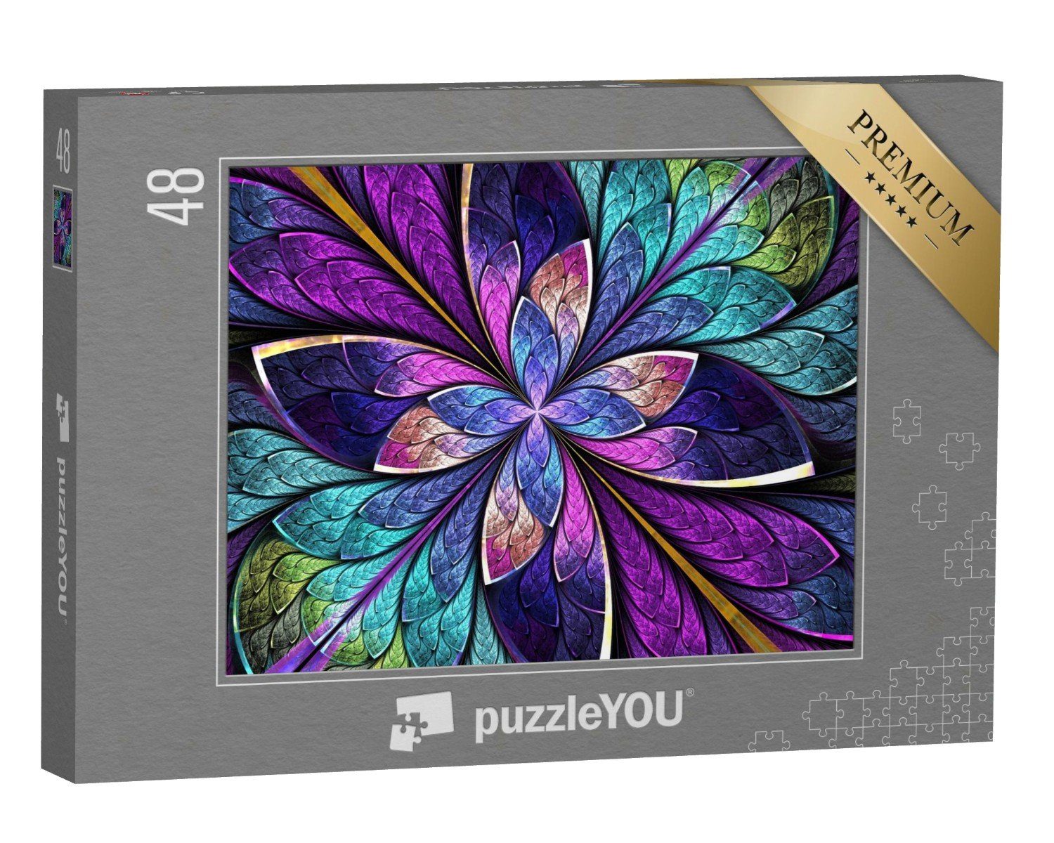puzzleYOU Puzzle Buntglasfenster, Kunstwerk für kreatives Design, 48 Puzzleteile, puzzleYOU-Kollektionen
