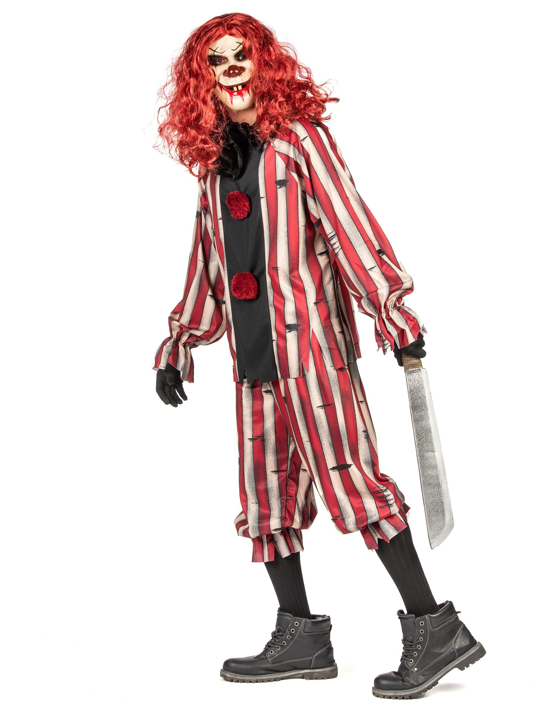 California Costumes Kostüm Dämonisches Clown-Kostüm für Herren Halloween-Kostüm rot-grau