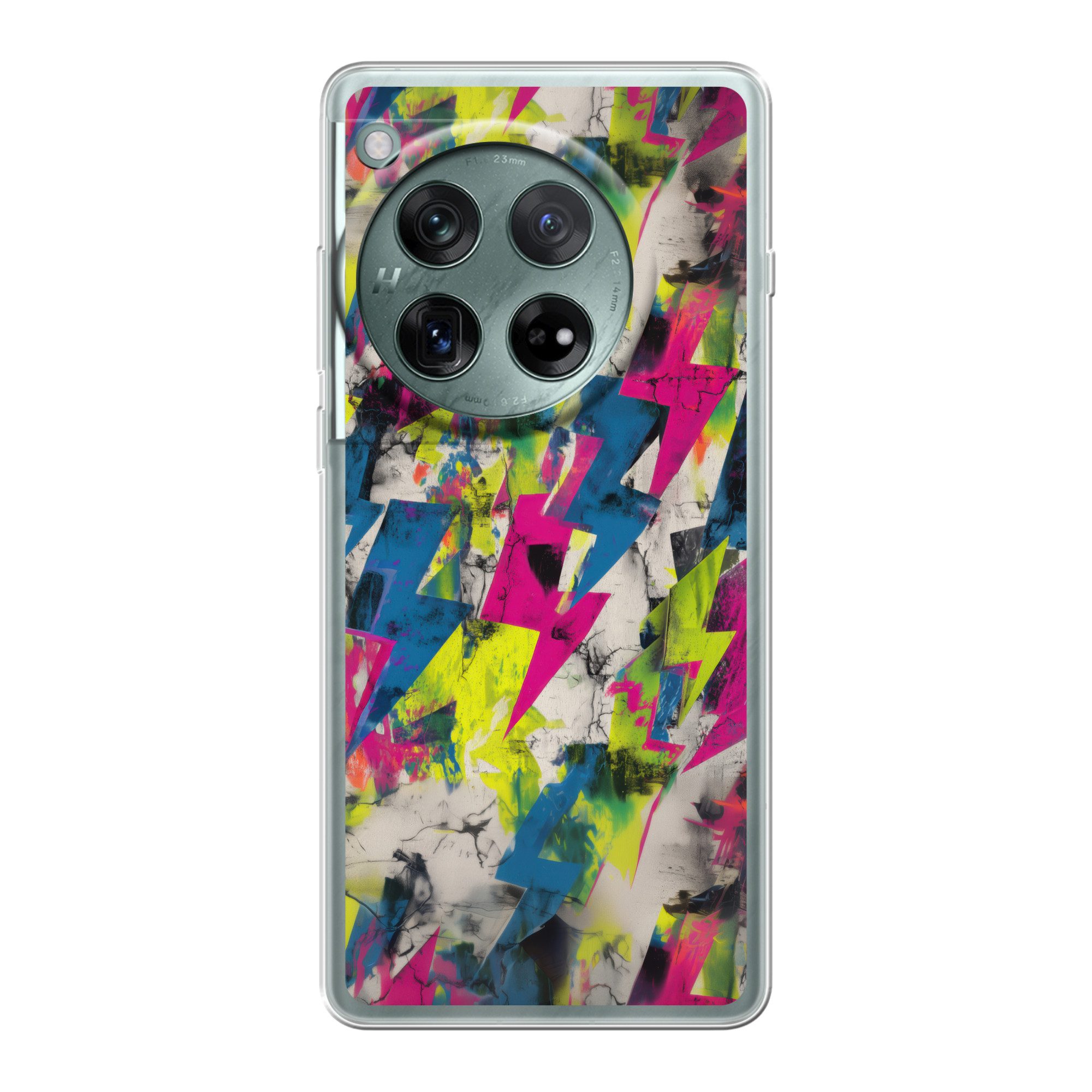 MuchoWow Handyhülle für OnePlus 12 Blitze - Muster - Marmor - Farben, Handy Case, Silikon, Bumper Case Dünn