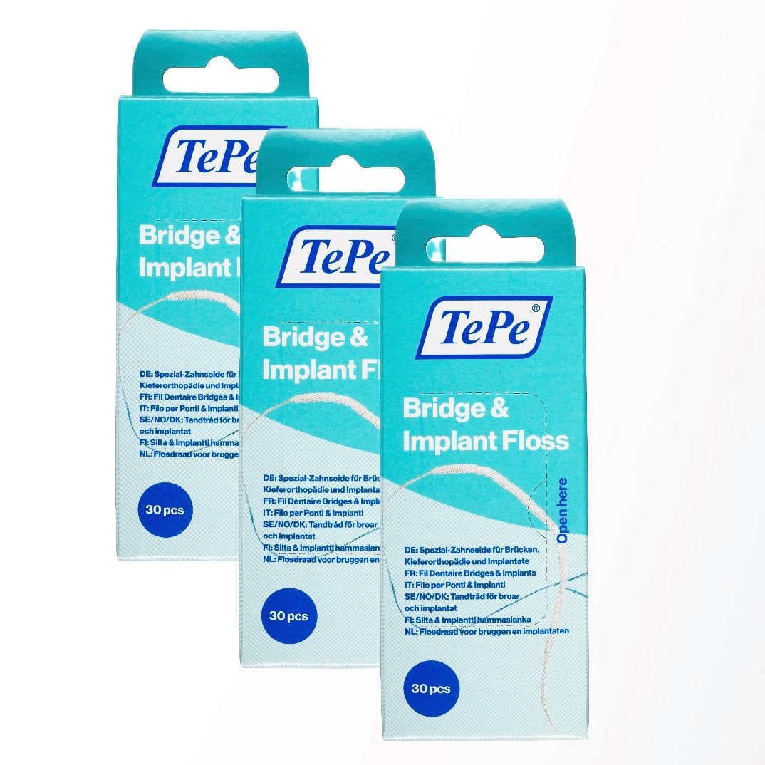 TePe Zahnseide TePe Bridge & Implant Floss (3er Set), (3er Set, 3-St)