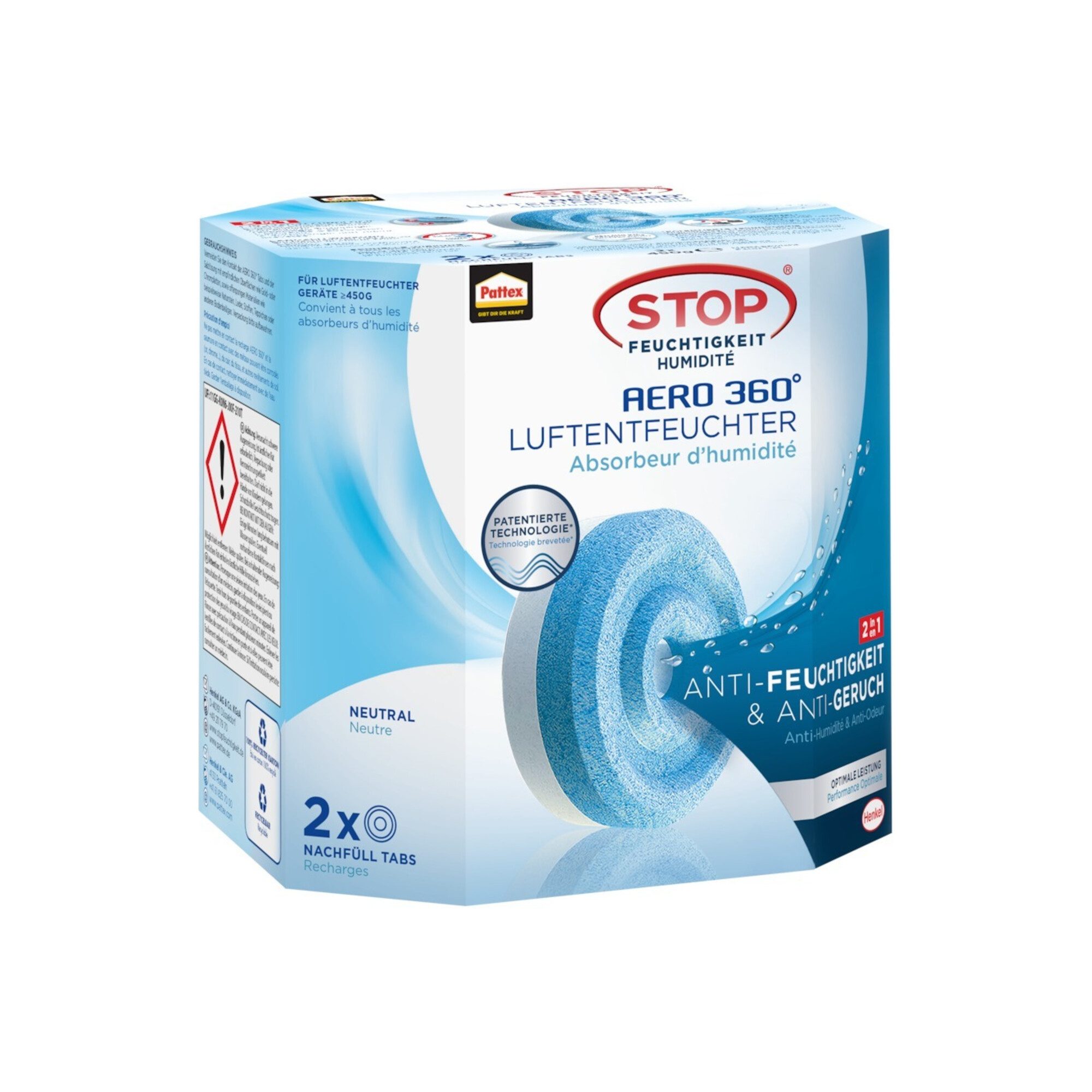 Pattex Luftentfeuchter Pattex Entfeuchter AERO 360 Granulat 2x450gr