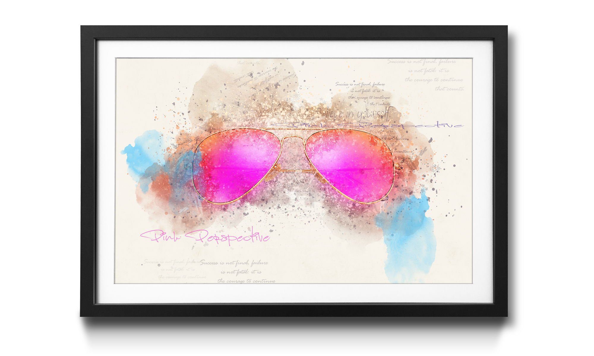 WandbilderXXL Bild mit Rahmen Pink Glasses, Sonnenbrille, Wandbild, in 4 Größen erhältlich