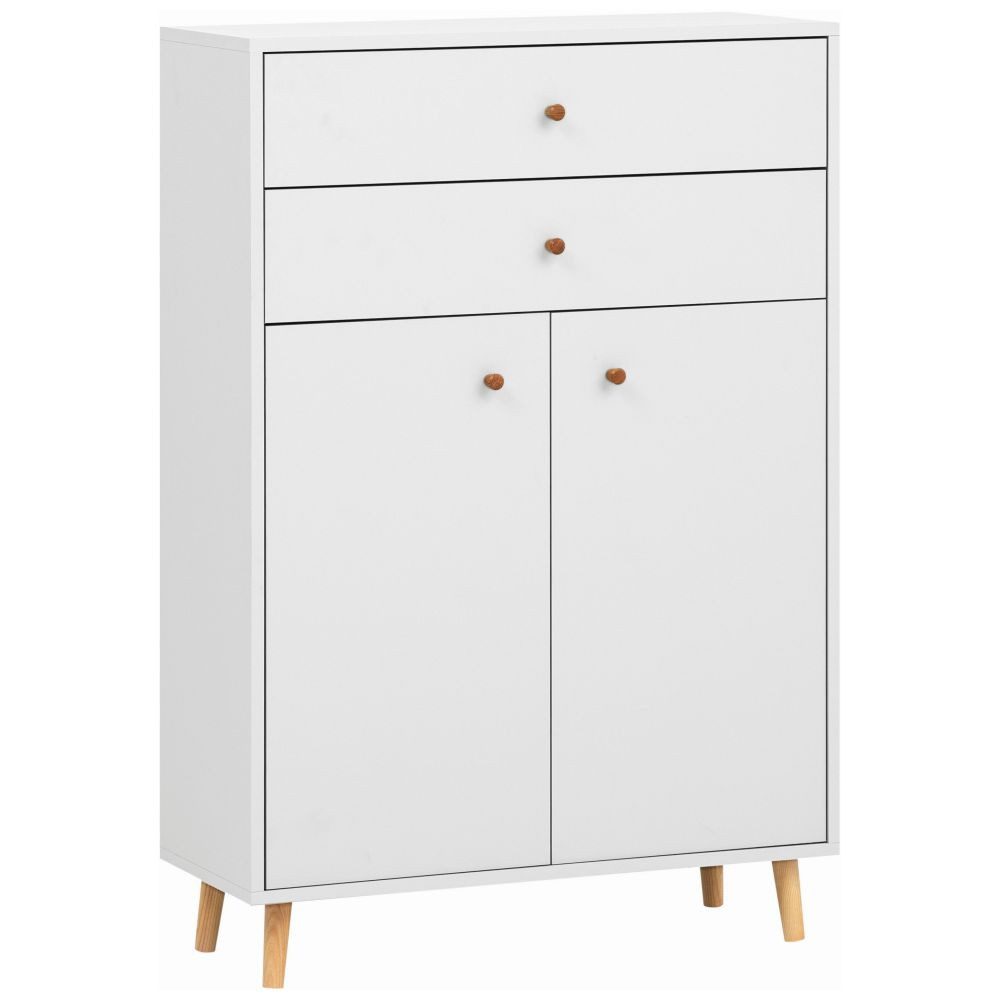 Lomadox Highboard BELFORT-80, in weiß matt, 77 cm breit, 2 Schubladen, 2-türig, modern