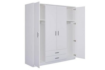 ebuy24 Kleiderschrank Ranya Kleiderschrank 4 Türen, 2 Schubladen weiß.