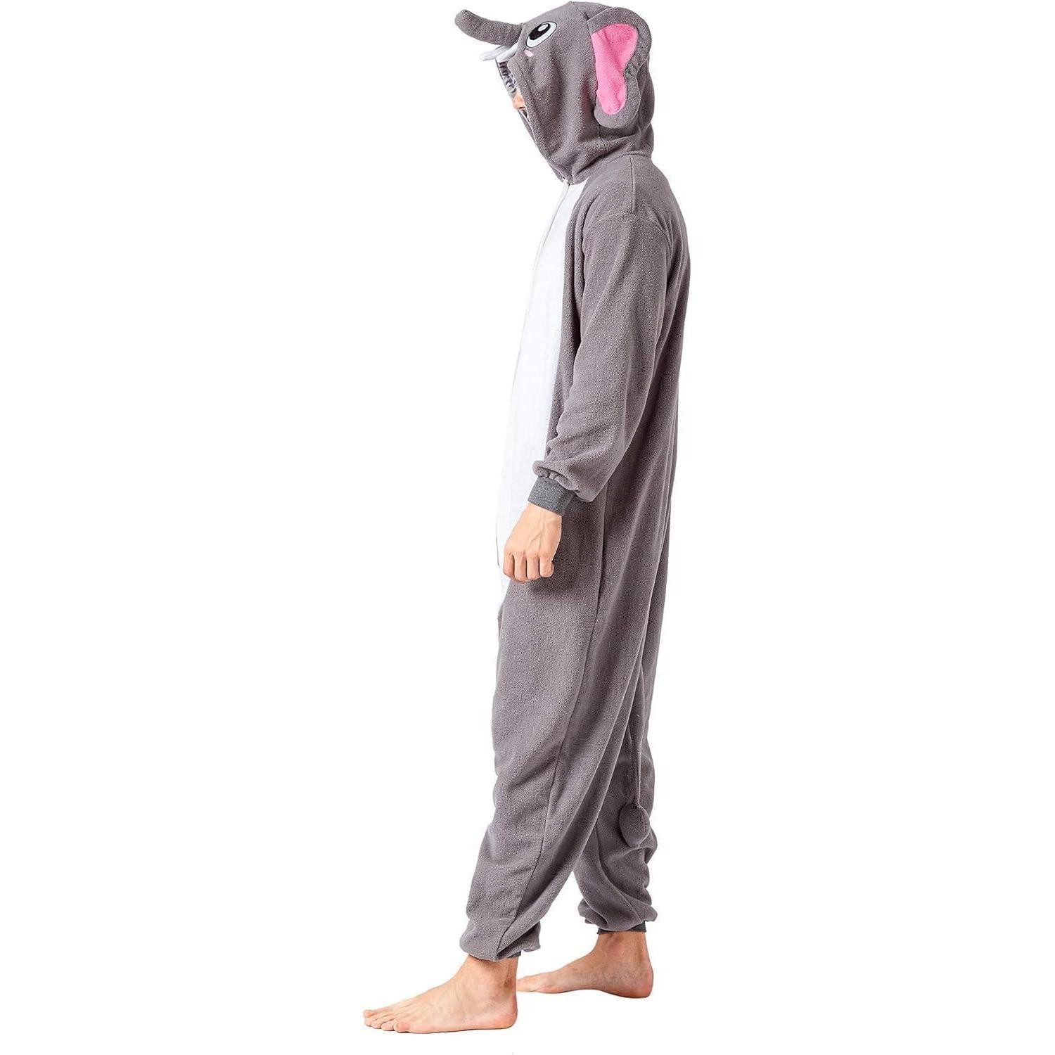 LuxusKollektion Maskottchen-Kostüm Spooktacular Creations Tier Kostüm Elefant Onesie Jumpsuit Erwachsene
