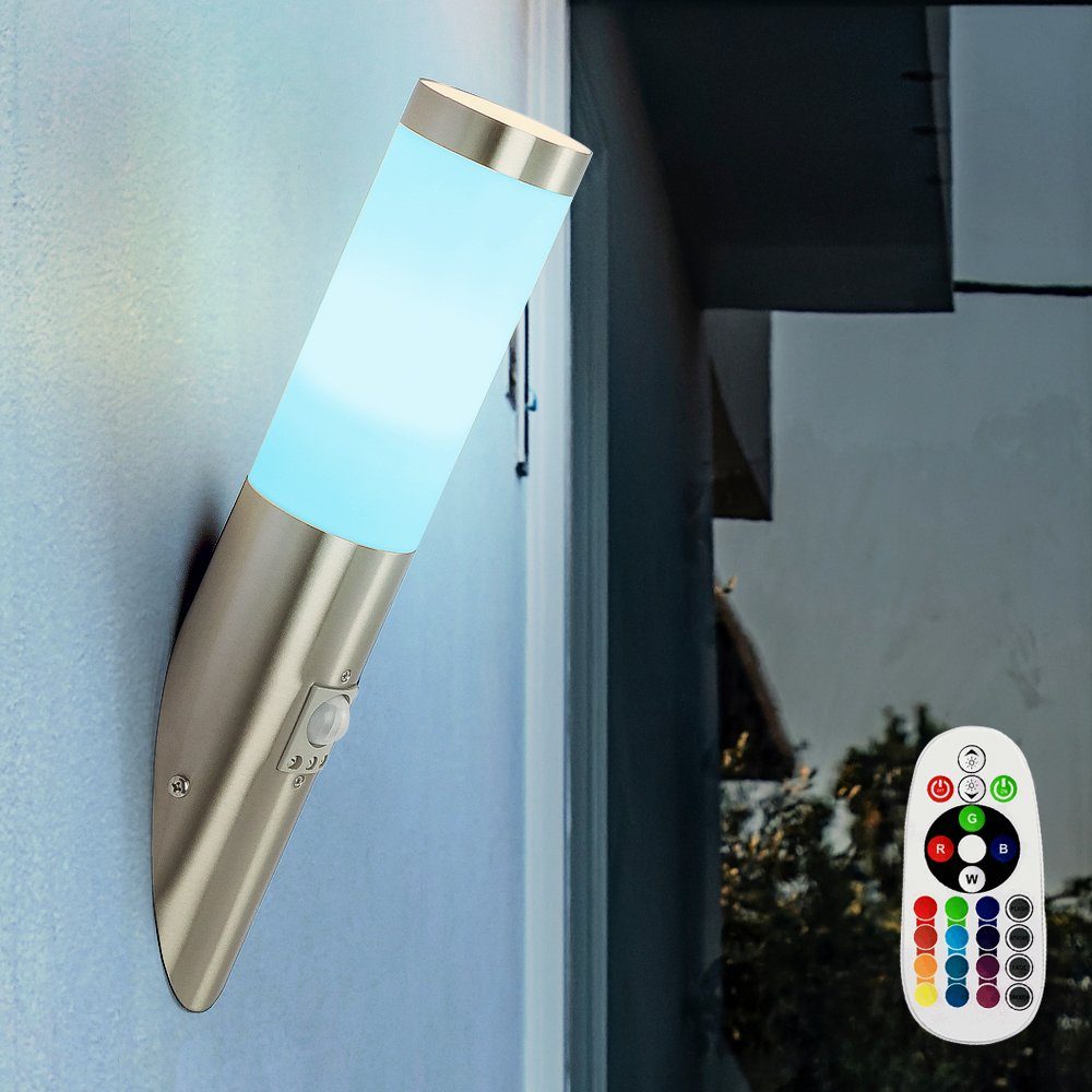 Wandfackel Außen-Wandleuchte, Wandleuchte dimmbar LED Fassadenlampe inklusive, Fernbedienung Leuchtmittel Warmweiß, Farbwechsel, RGB etc-shop