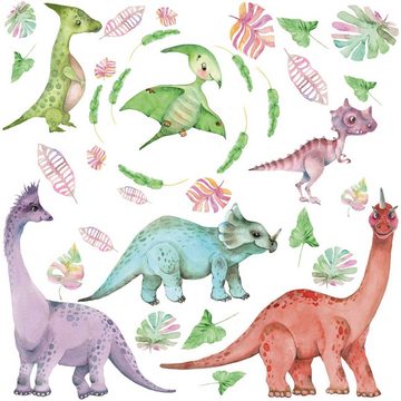 Sunnywall Wandtattoo XXL Wandtattoo Dinosaurier Kids Set 1 verschiedene Motive, Kinderzimmer Aufkleber bunt Wanddeko