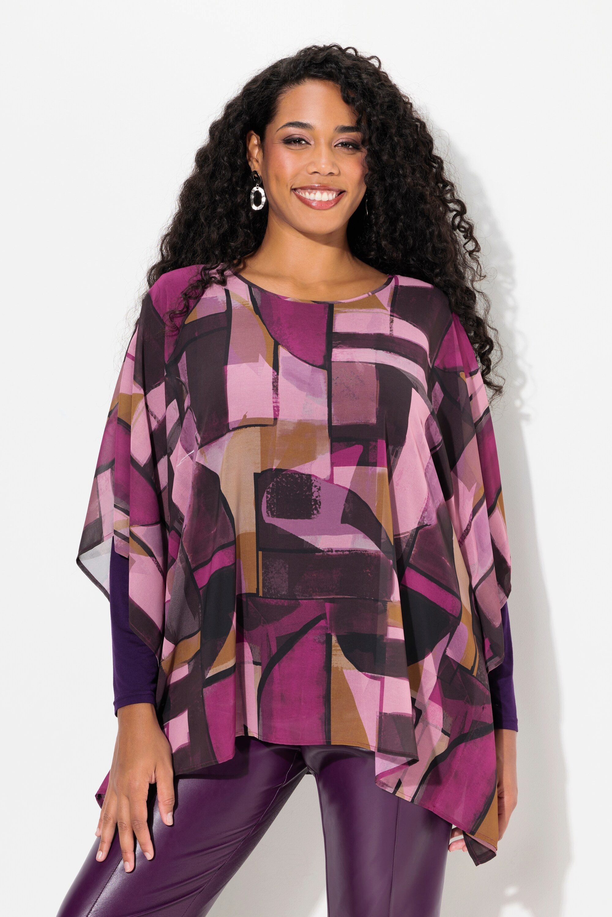 Tunika Tunika doppellagig Oversized Rundhals 3/4-Arm