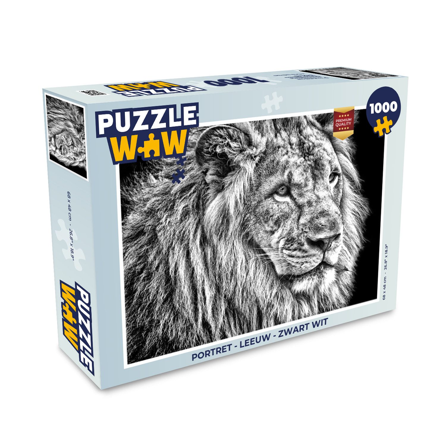 Puzzle Porträt - Löwe - Schwarz und weiß