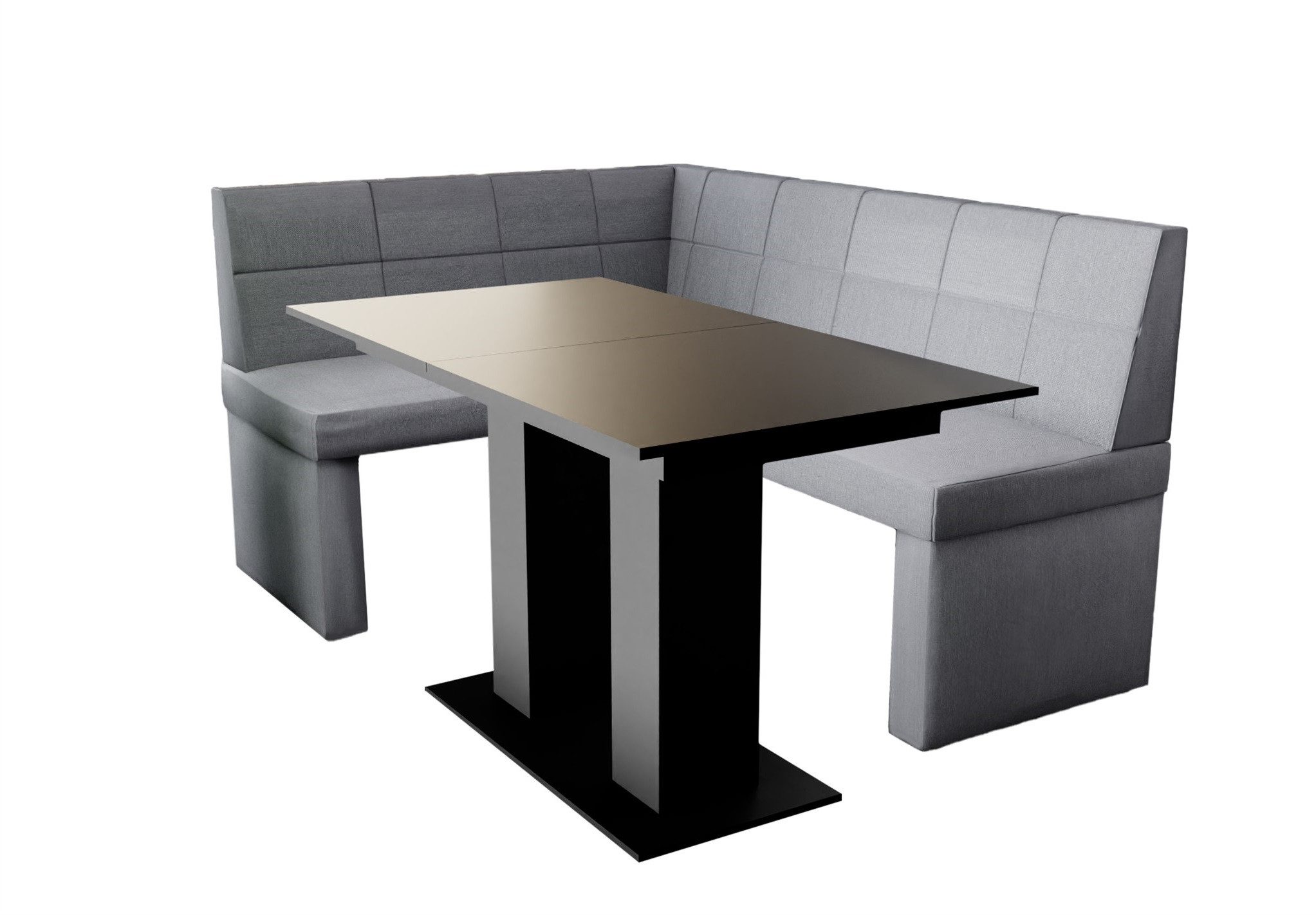Fun Möbel Eckbankgruppe Eckbankgruppe „BLAKE“ Größe 168x128cm mit Tisch Schwarz, ausziehbarer Tisch