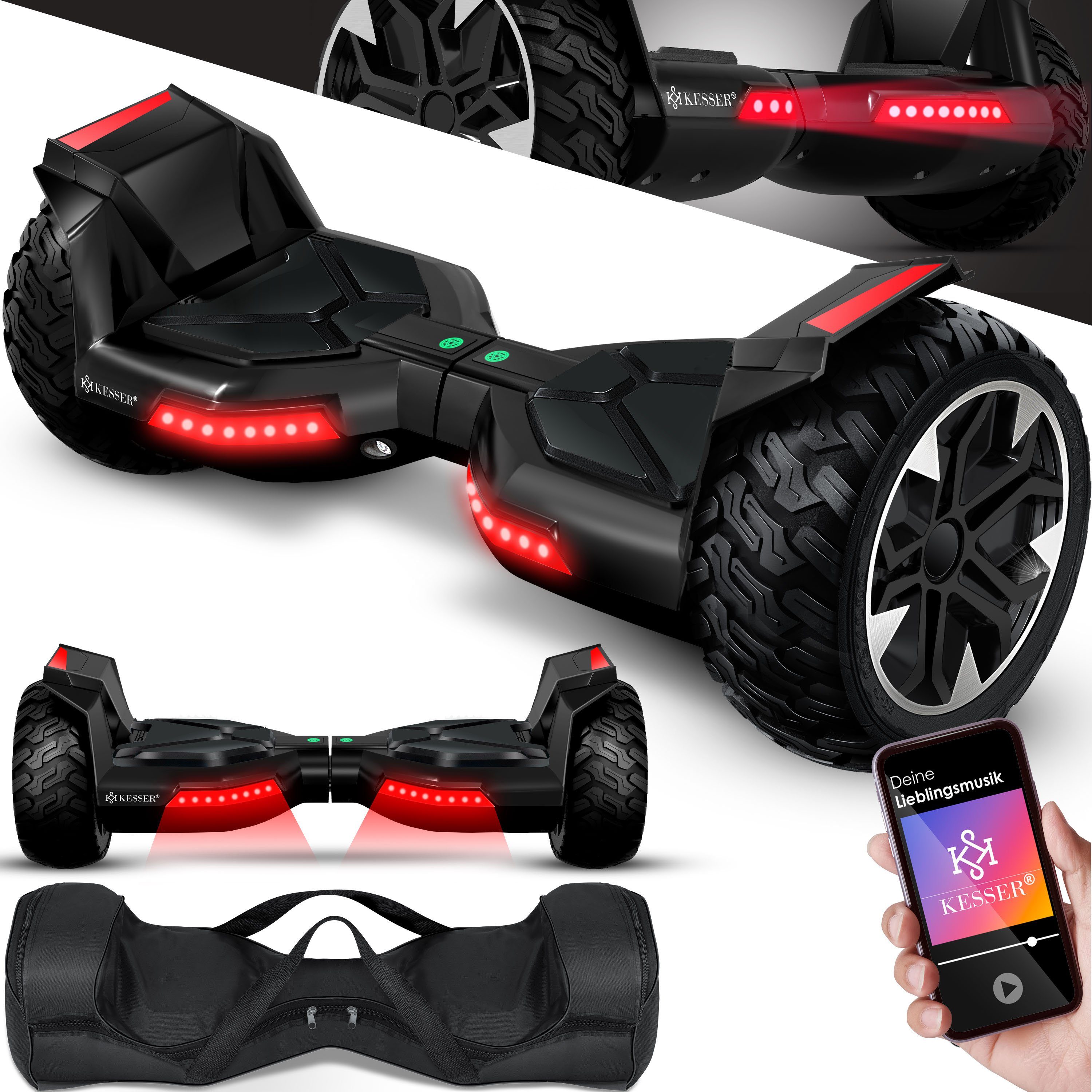KESSER Balancetrainer, Hoverboard 8,5 Zoll 800 mit Bluetooth Lautsprecher, LED Licht