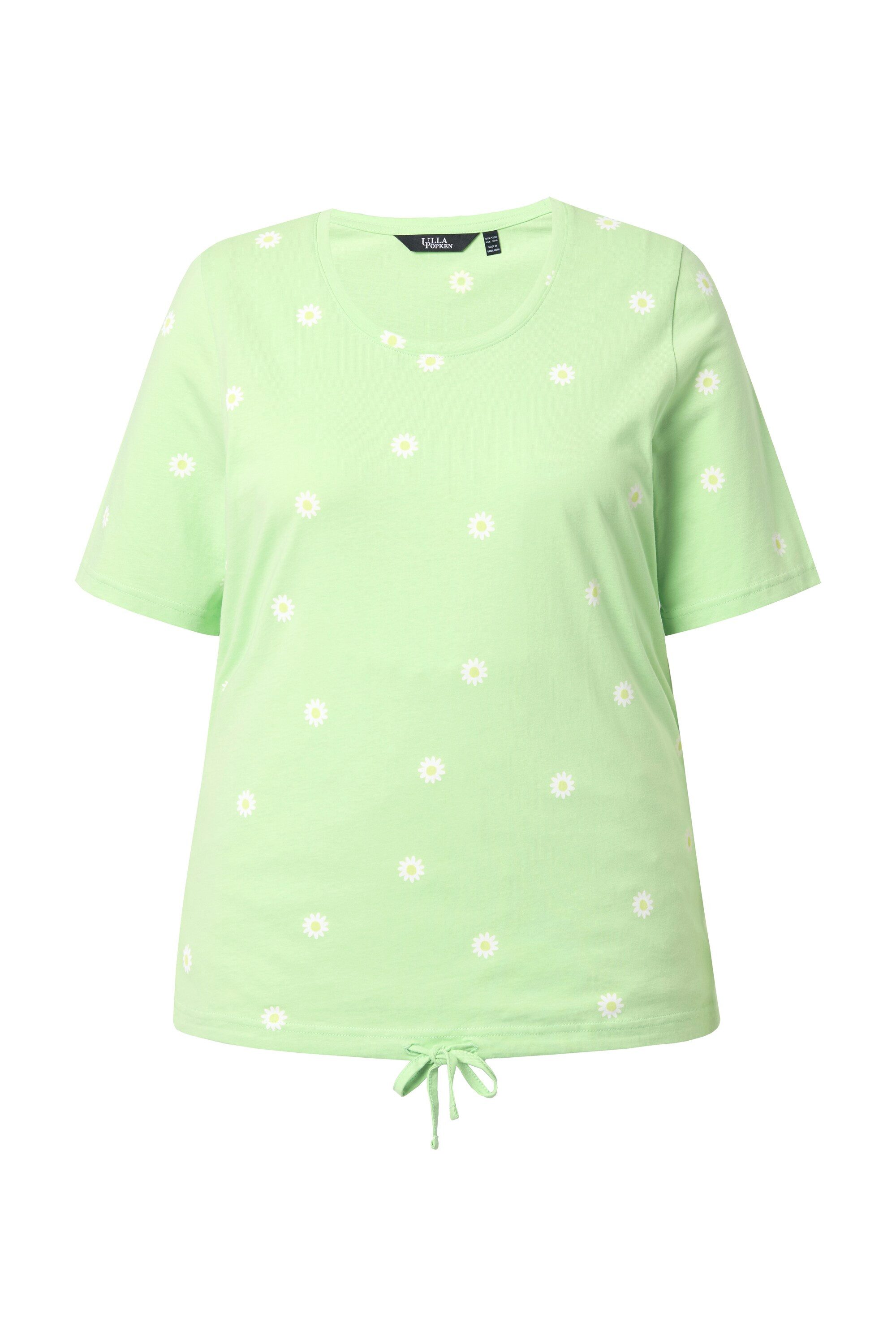 Ulla Popken T-Shirt T-Shirt Blüten Classic Rundhals Halbarm Tunnelzug günstig online kaufen