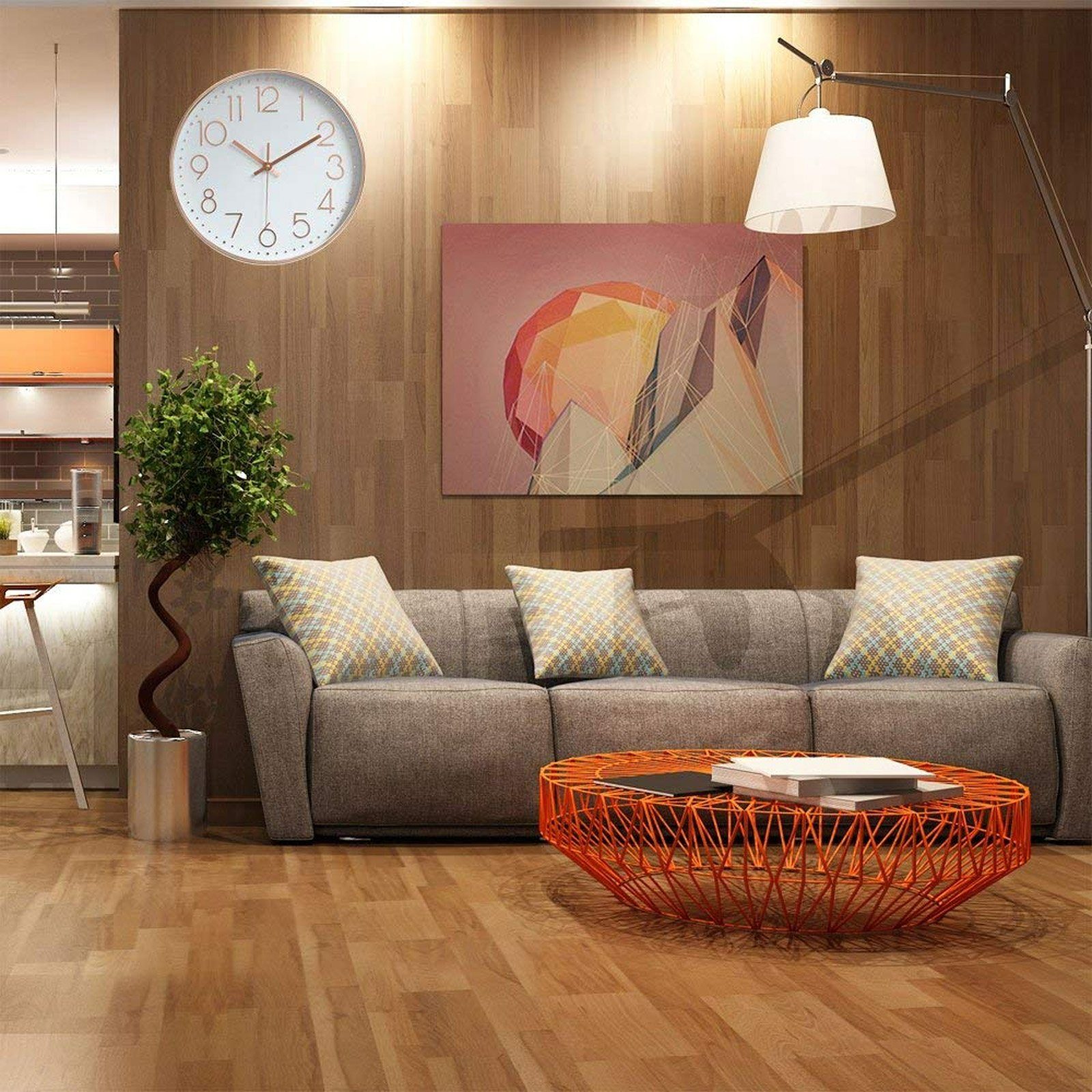 Analog Wanduhr, 30cm Quartz Sekunde Zimmer, (für Wohnzimmer, CALIYO Büro) Lautlos Rosa-Gold Modern Wanduhr