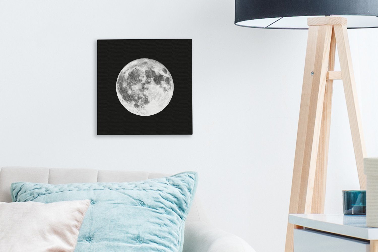Mond - weiß, mit St), Schatten und schwarz für der Himmel Schlafzimmer Leinwand Bilder Wohnzimmer (1 Leinwandbild OneMillionCanvasses®