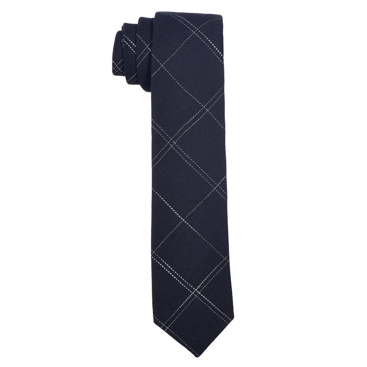 Herren Krawatte gestreift festliche DonDon nachtblau Veranstaltungen 1x kariert (Packung, oder cm Krawatte 6 Krawatte) gestreift, Büro 1-St., für oder Baumwolle,