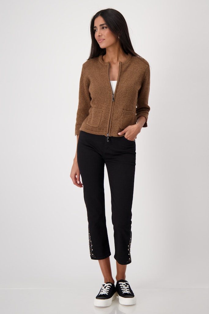 Monari Outdoorjacke Strickjacke mit Taschen brandy günstig online kaufen