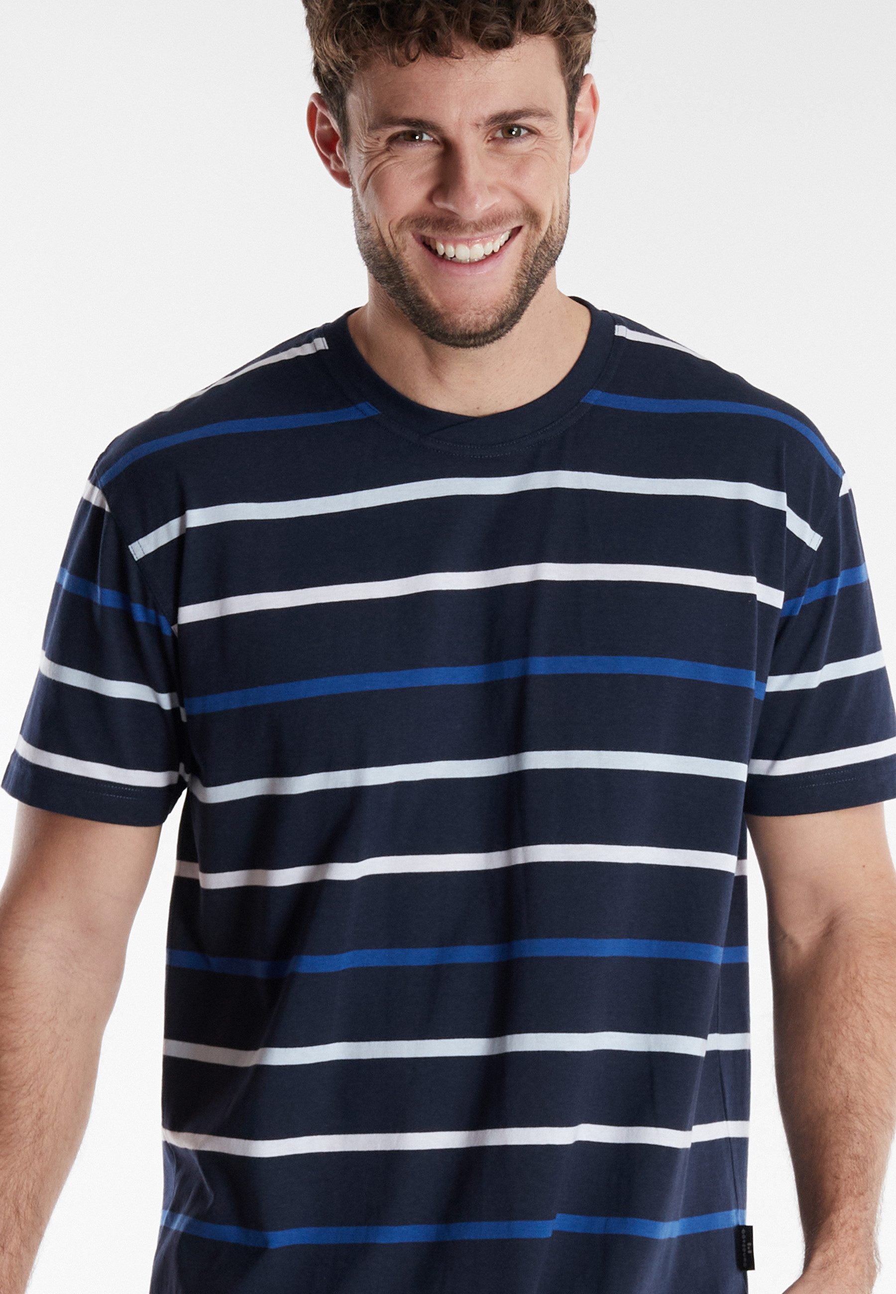 GÖTZBURG Shorty Midtown (2 tlg) Kurzarm, Rundhalsausschnitt, gestreiftes Oberteil, weich, Baumwollmix