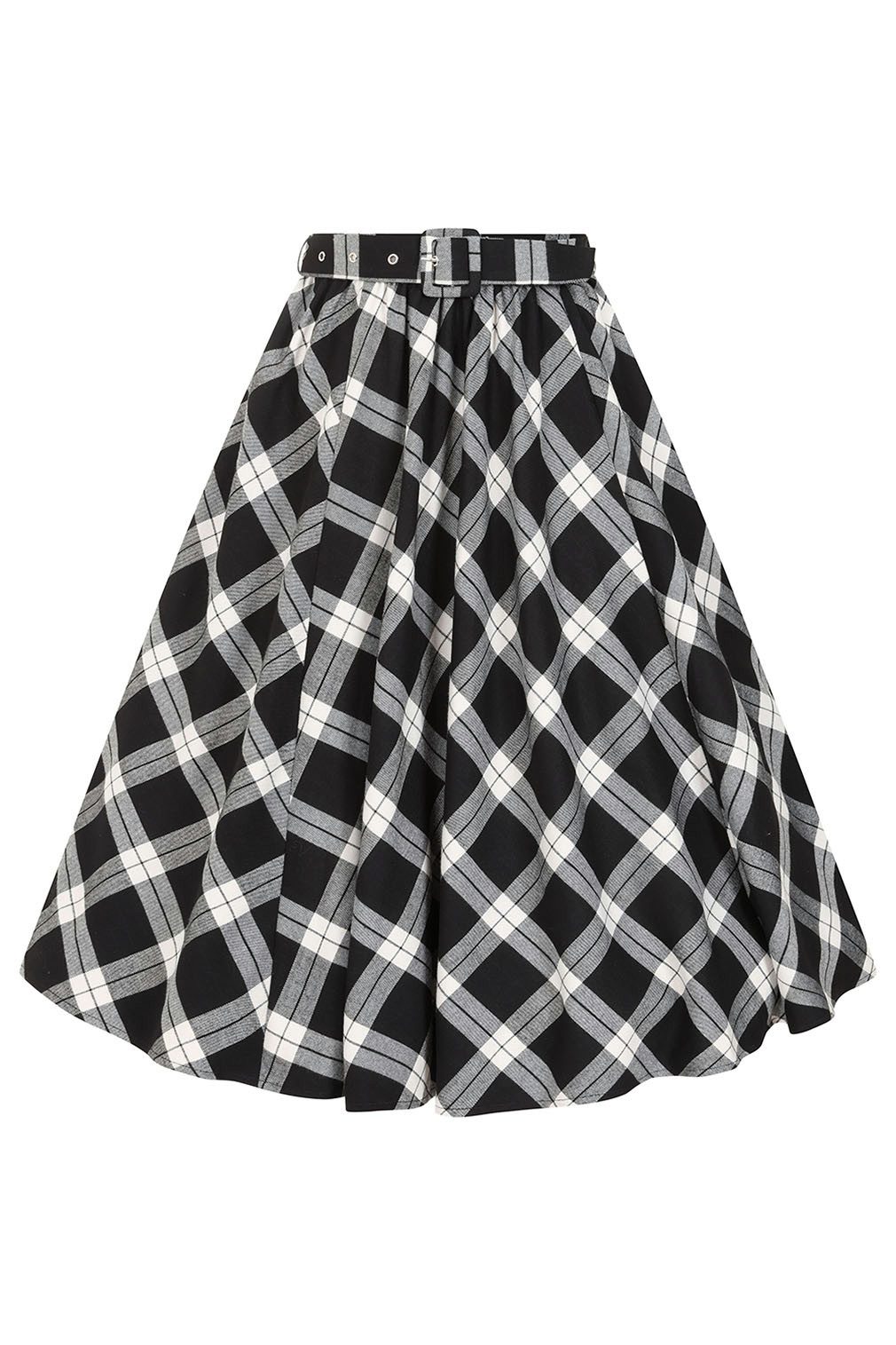 Hearts & Roses London A-Linien-Rock Lacey Black & White Tartan Vintage Retr günstig online kaufen