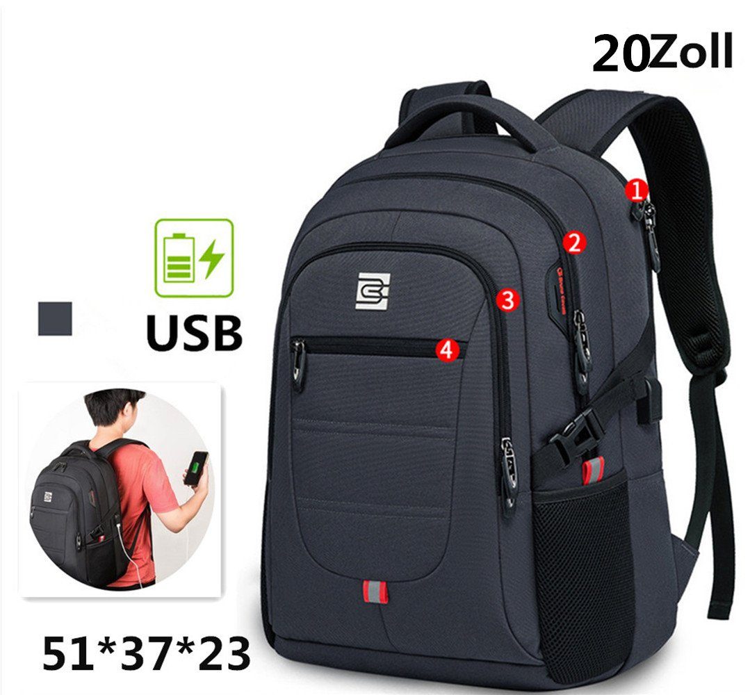 XDeer Businesstasche Groß Laptoprucksack Herren Damen mit USB-Ladeanschluss,18/20 Zoll, -wasserfester Backpack Notebook Rucksack Anti Diebstahl Schulrucksack