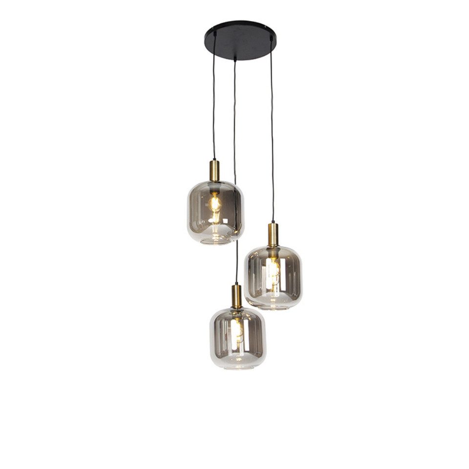 Qazqa Pendelleuchte Zuzanna, Dimmbar, LED wechselbar, Extra-Warmweiß, QAZQA Hängeleuchte, e27, Gold, Glas, Art Deco