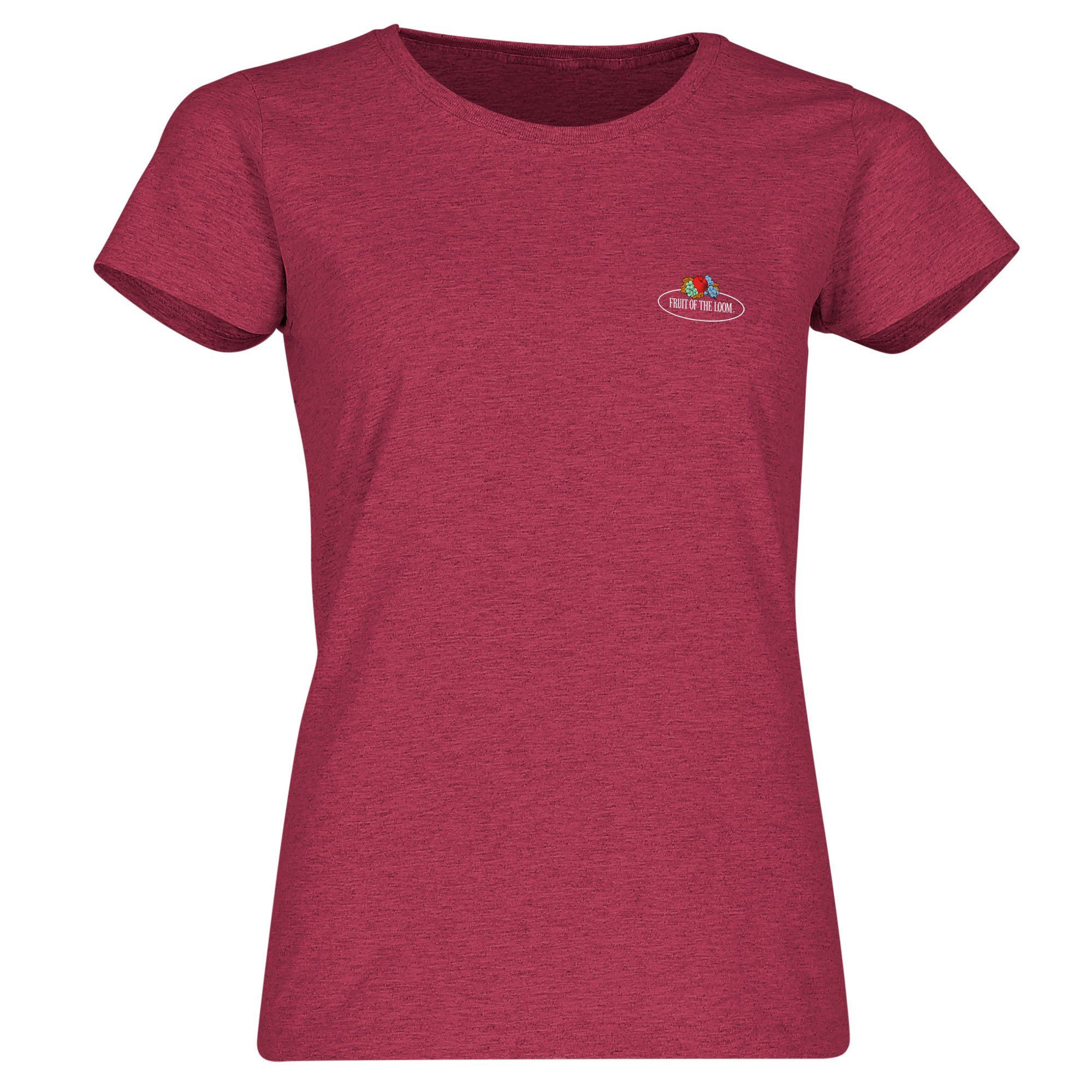 meliert vintage rot Vintage-Logo Fruit Rundhalsshirt mit Damen of the Loom T-Shirt