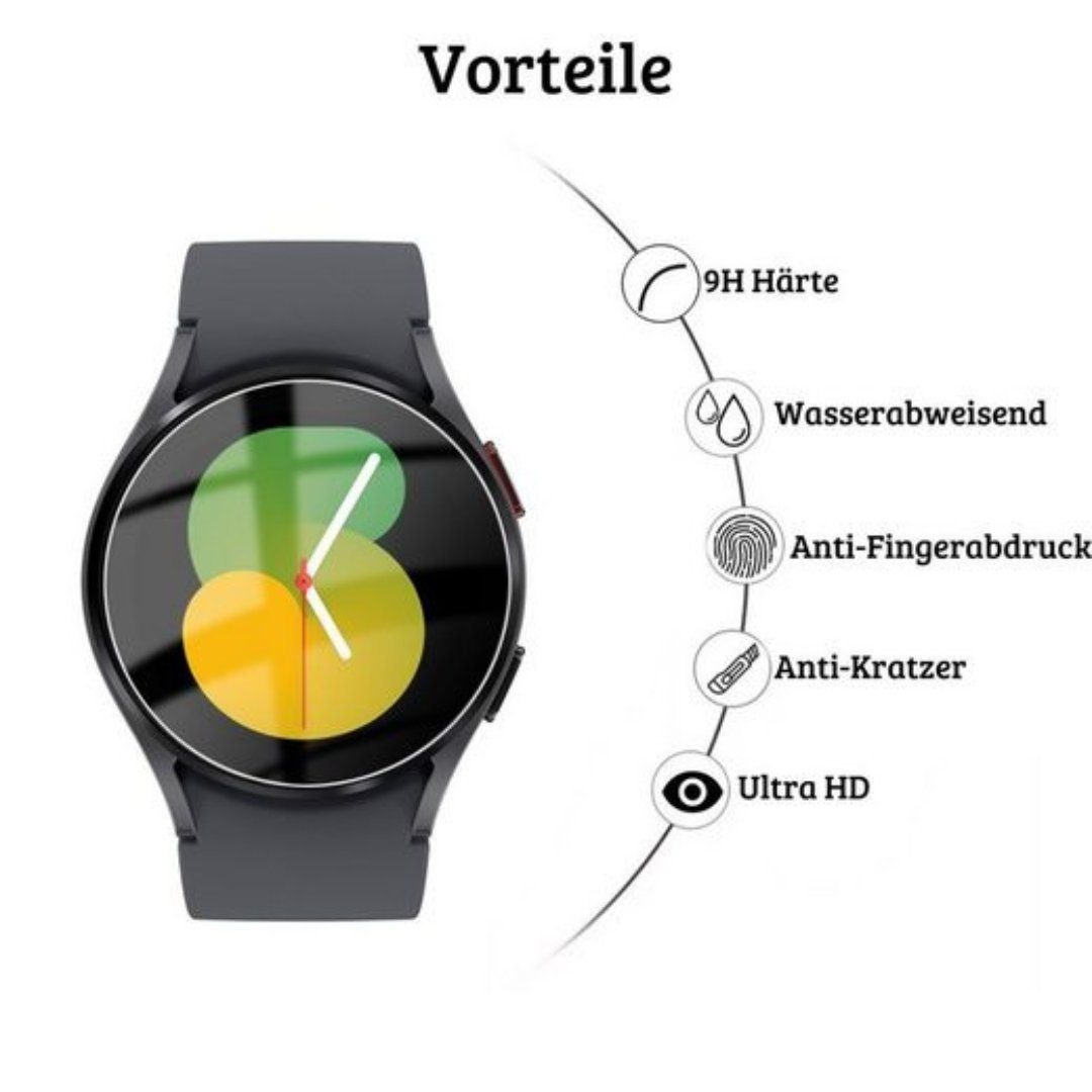 SmartUP Displayschutzglas 5X Schutzglas für Samsung Galaxy Watch 5 40mm Panzerfolie Full Screen für Samsung Galaxy Watch 5 40mm – Bild 2 von 5
