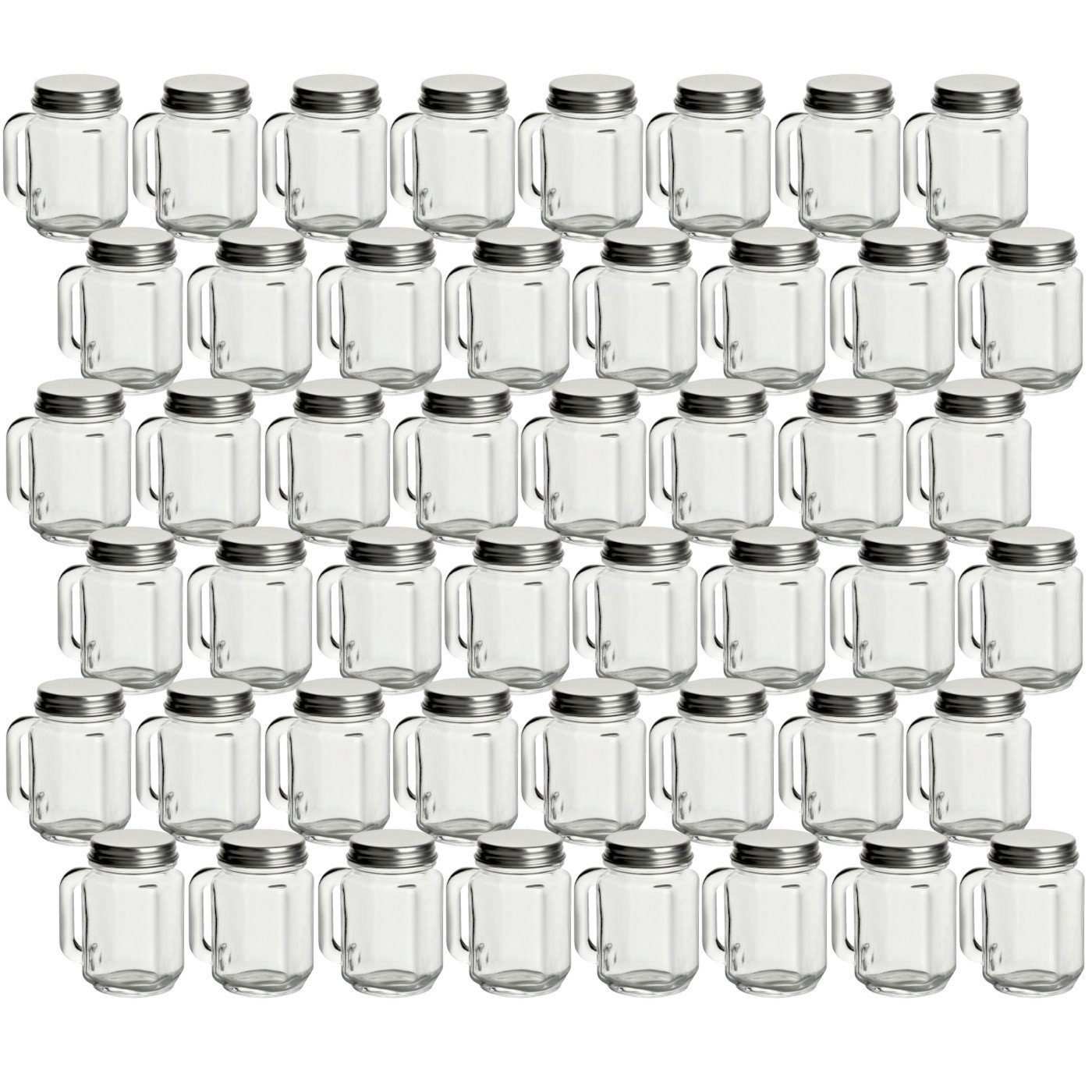 gouveo Schnapsglas Trinkgläser 30 ml mit Schraubdeckel - Mini Trinkglas 0,03 l mit Henkel, 48-tlg., 48 Stück