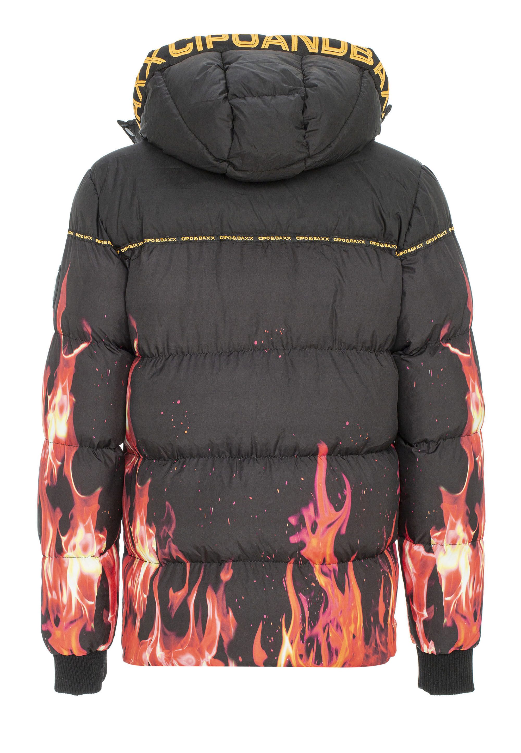 Cipo & Baxx Winterjacke Winterjacke mit Flammen-Motiv