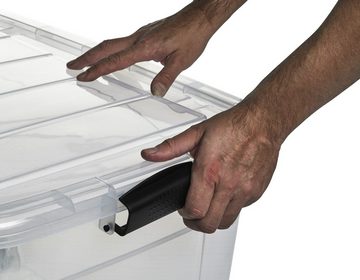 Logiplast Aufbewahrungsbox 3 Stück Premium Aufbewahrungsbox, 60 Liter (Spar-Set, 3 Stück), Lebensmittelecht, mit Rollen, transparent