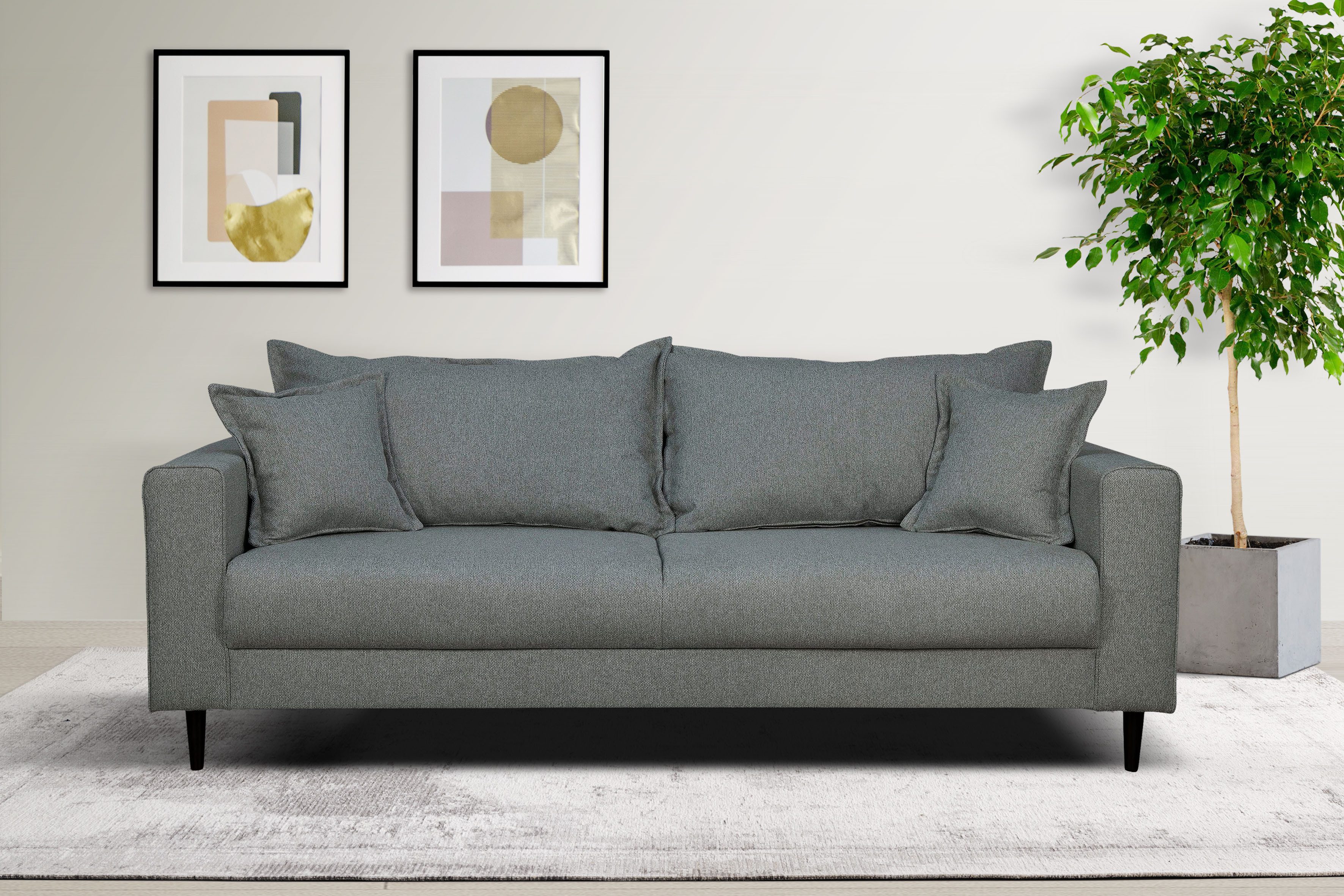 Home affaire 3-Sitzer VEYRAS, hoher Sitzkomfort, Maße B/T/H: 212/84/76 cm, mit Wellenunterfederung, incl. Rückenkissen und Zierkissen