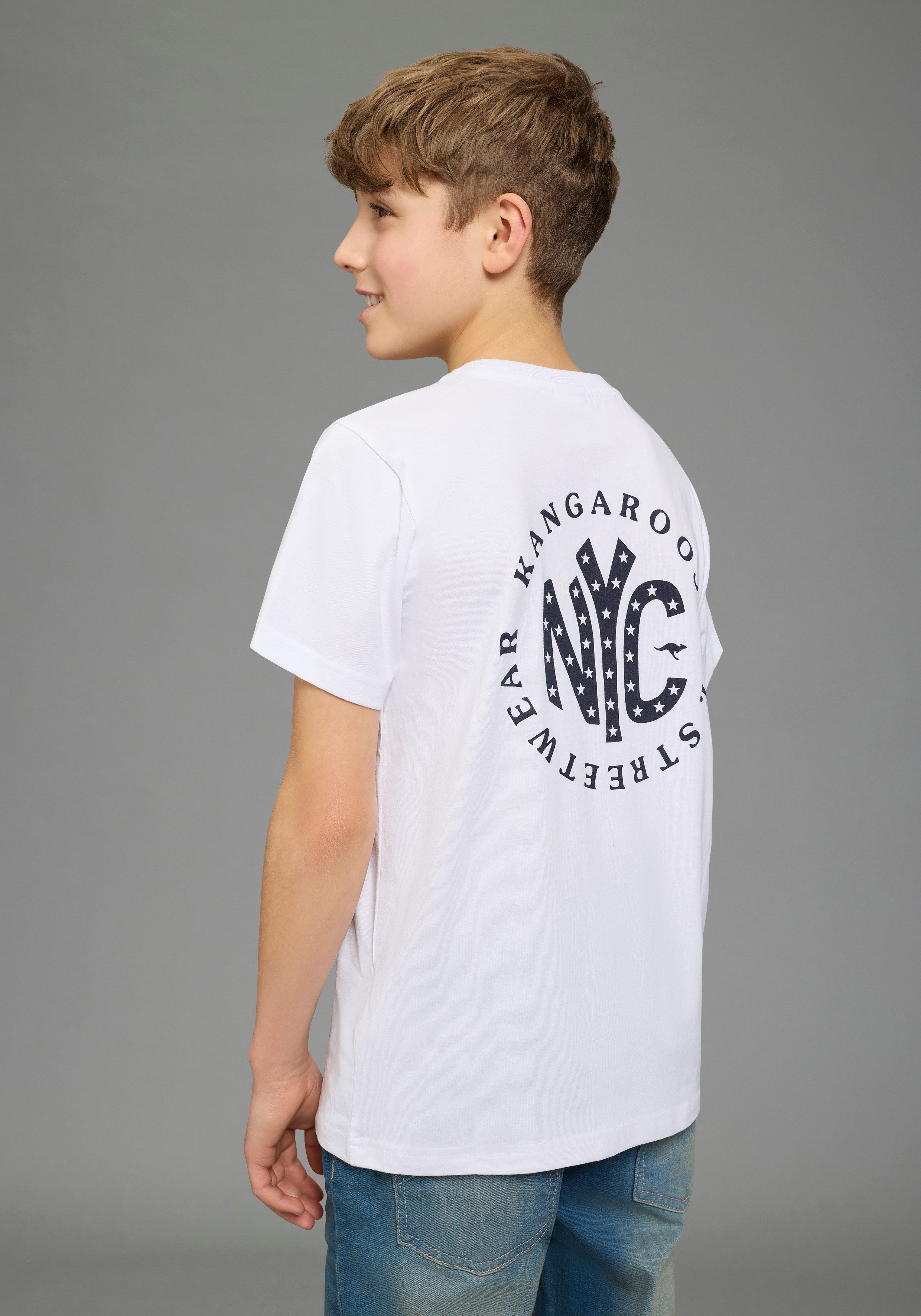 KangaROOS T-Shirt Kangaroos 2er Pack T-Shirts (Packung, 2-tlg., 2) Basic Passform, mit Rundhalsausschnitt, bedruckt, aus Baumwolle