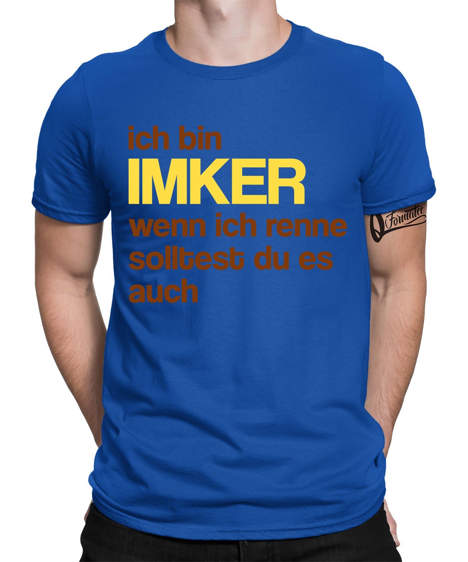T-Shirt Imker Imker Quattro - bin Biene Blau (1-tlg) Honig Herren Kurzarmshirt Formatee Ich