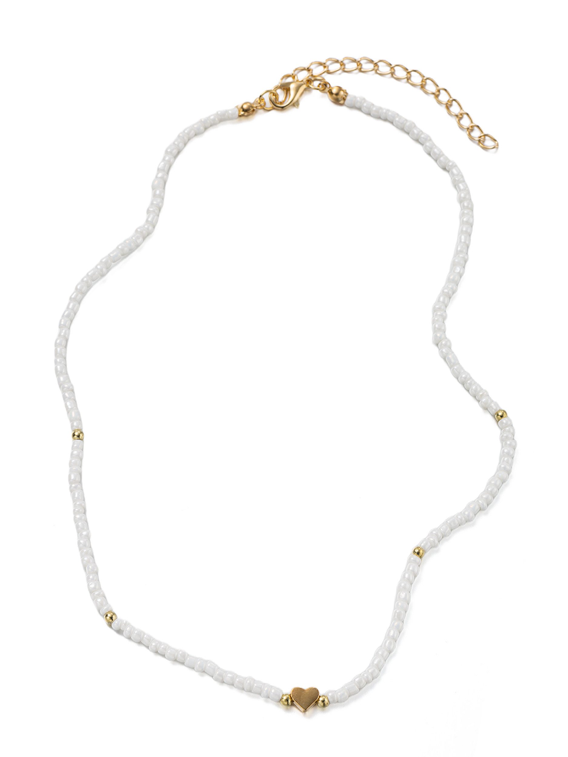 Aniston JEWELRY & WATCHES Collier Schmuck Geschenk Kupfer Halsschmuck Halskette Glasperlen Herz, Made in Germany - mit Glasstein