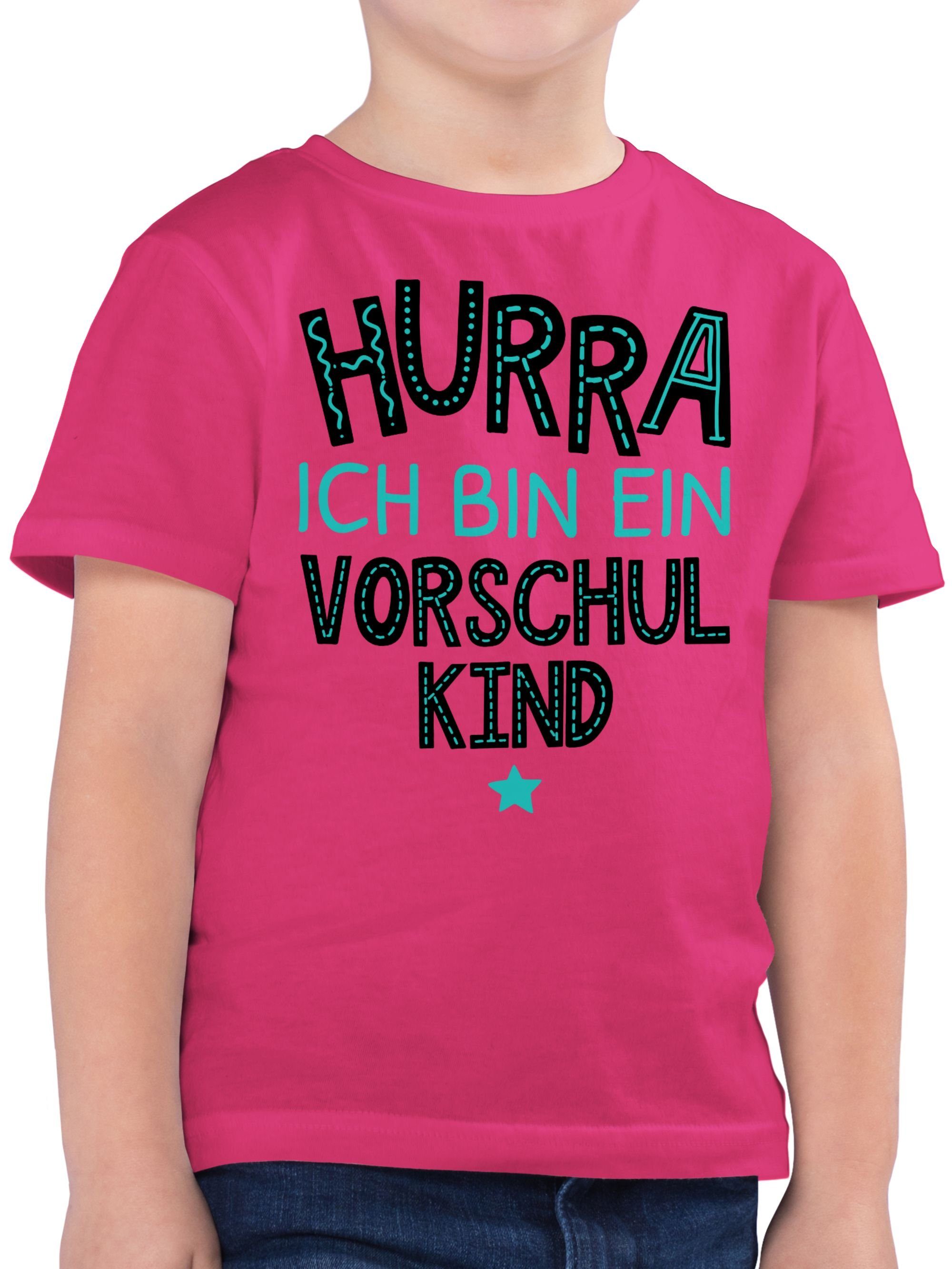 Shirtracer Kinder T-Shirt „Hurra Ich Bin Ein Vorschulkind“ – Türkis/Weiß, 100% Baumwolle