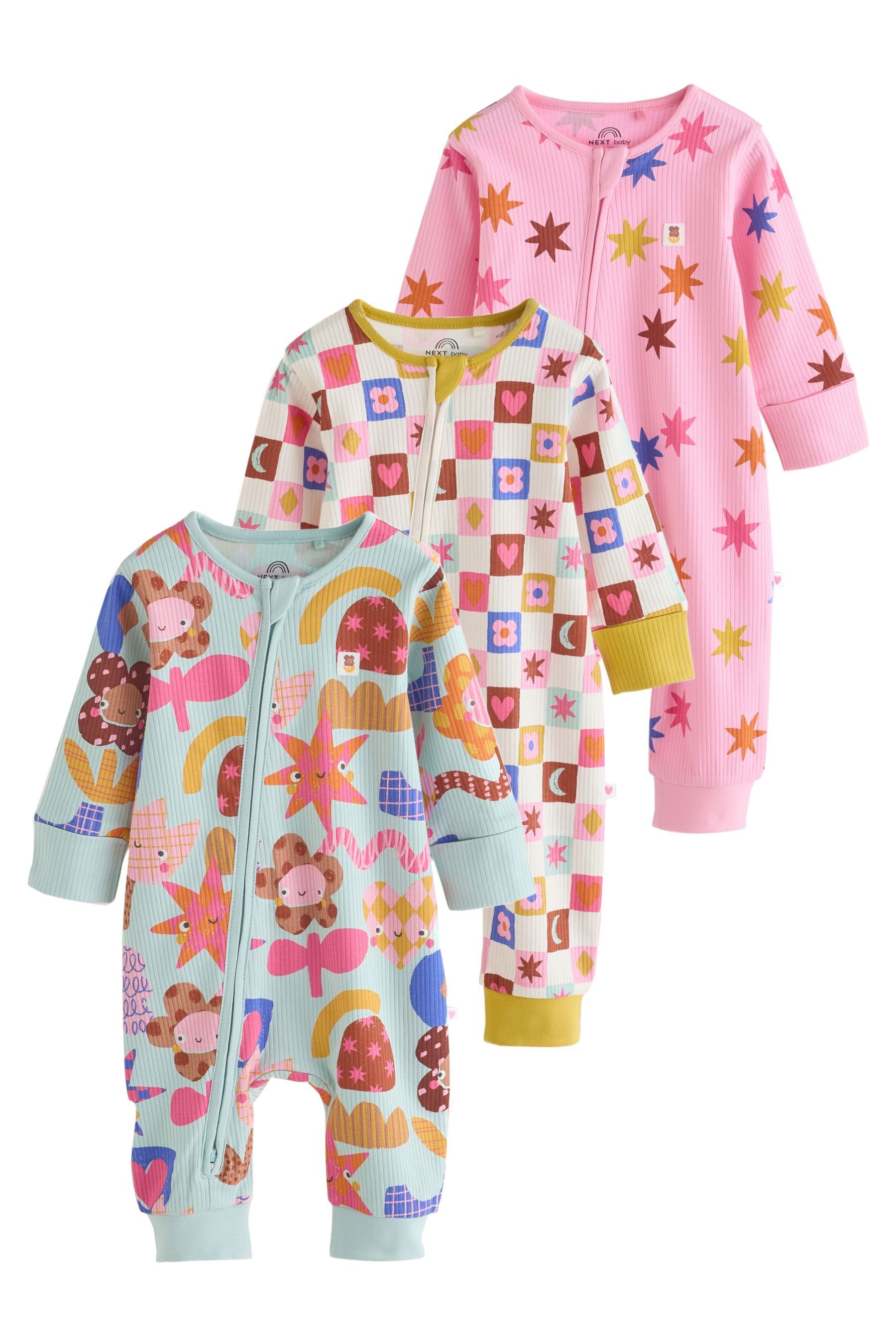 Next Schlafoverall Babyschlafanzüge mit Zweiwege-RV, 3er-Pack (3-tlg)
