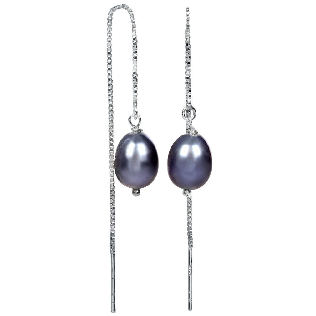 JwL Luxury Pearls Ohrring-Set Silver hook earrings with blue pearl metallic JL0207