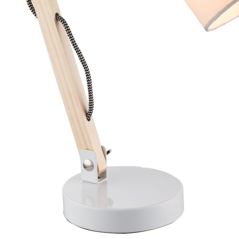 Schreibtischlampe, Holz 44cm H weiß Tischlampe Tischleuchte Leselampe inklusive, etc-shop Leuchtmittel natur Landhaus nicht