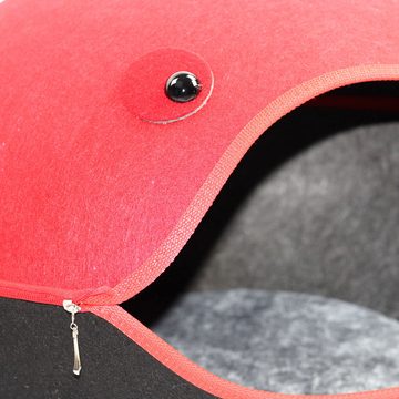 Pettimania Tierbett Katzenhöhle Filz in Froschform schwarz/rot