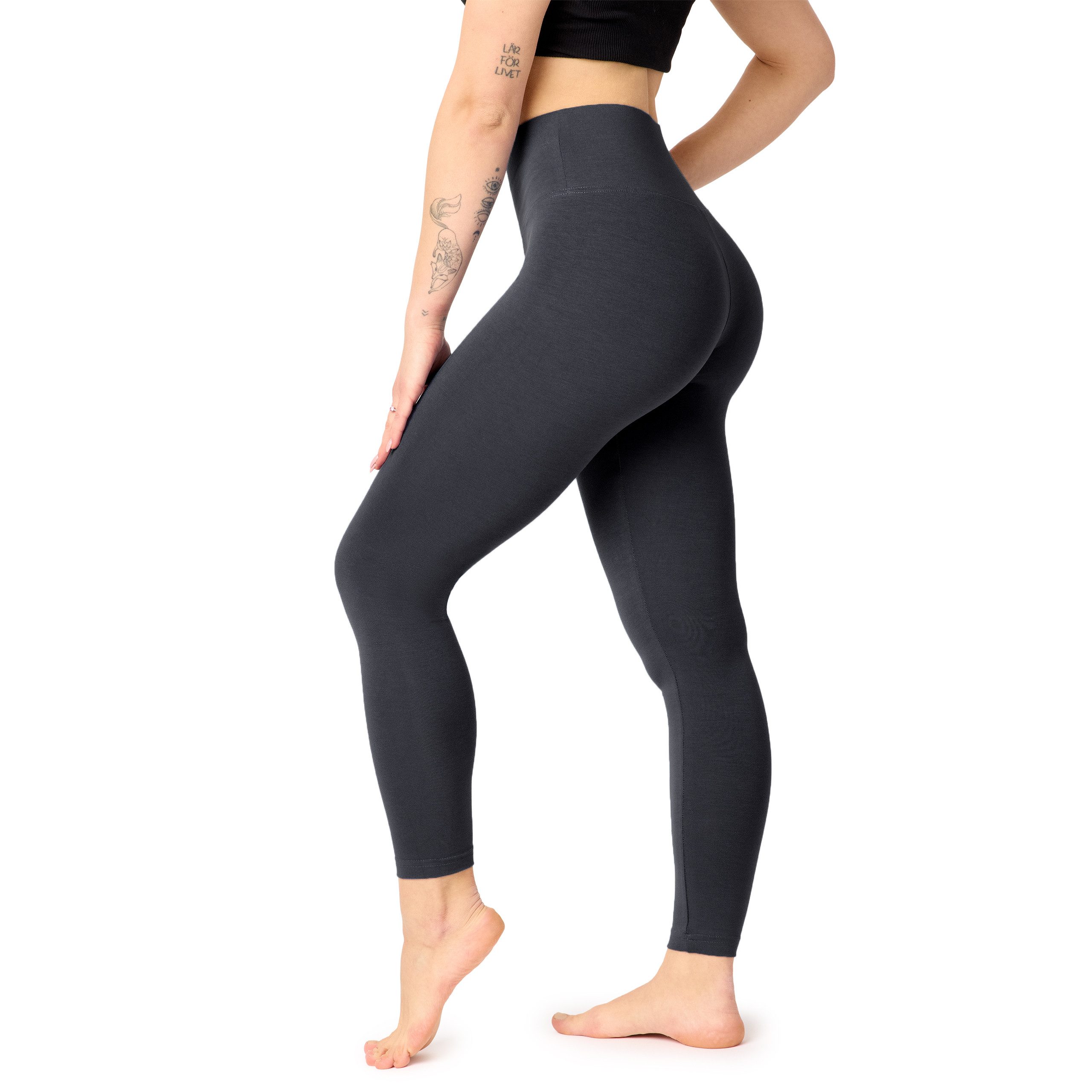 Highwaist Leggings Damen Lange Leggings High Waist Comfort aus Viskose für Yoga BLV50-289