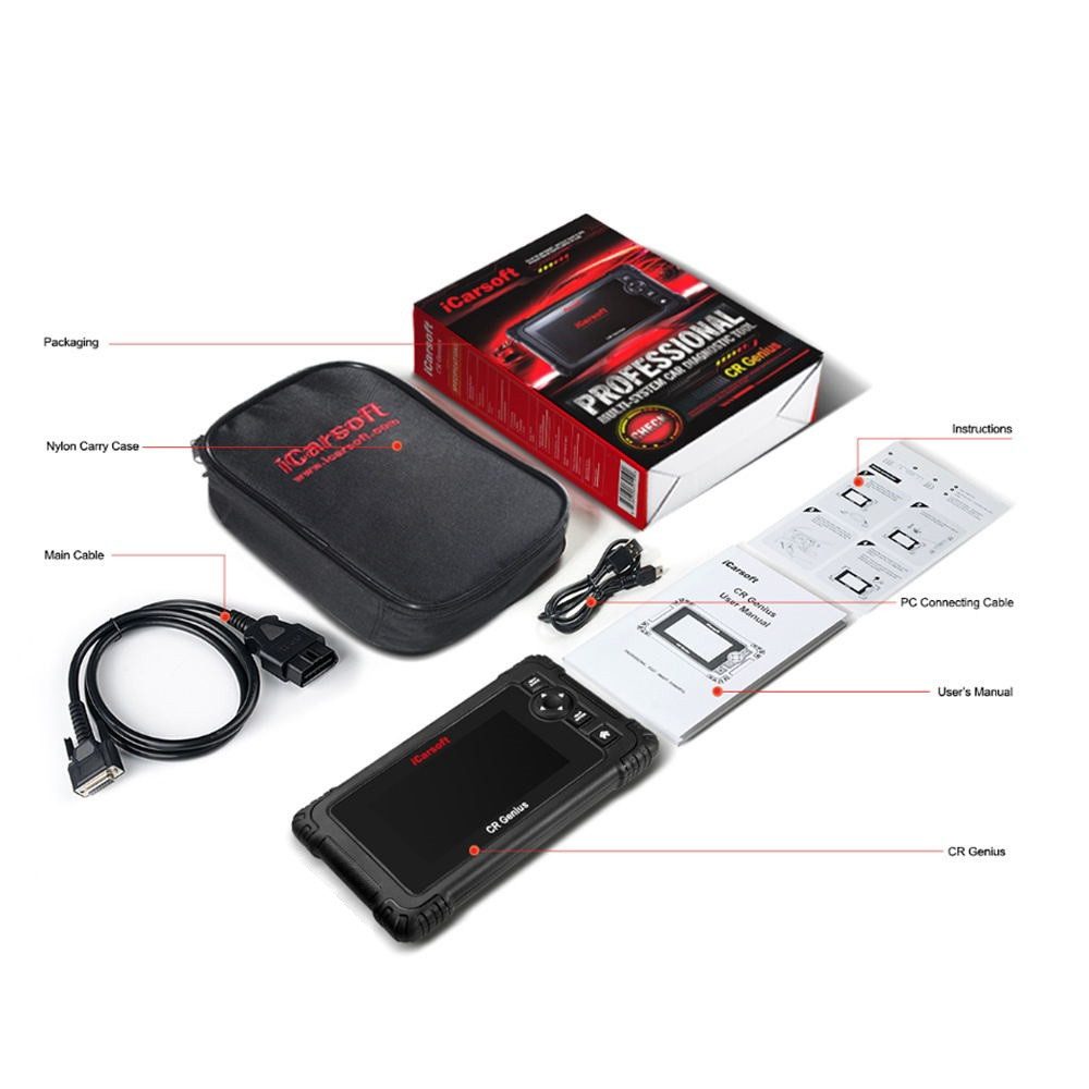 iCarsoft OBD2-Diagnosegerät CR GENIUS OBD2 Scanner + Kostenlose Online Updates DEUTSCH, Android 8.1
