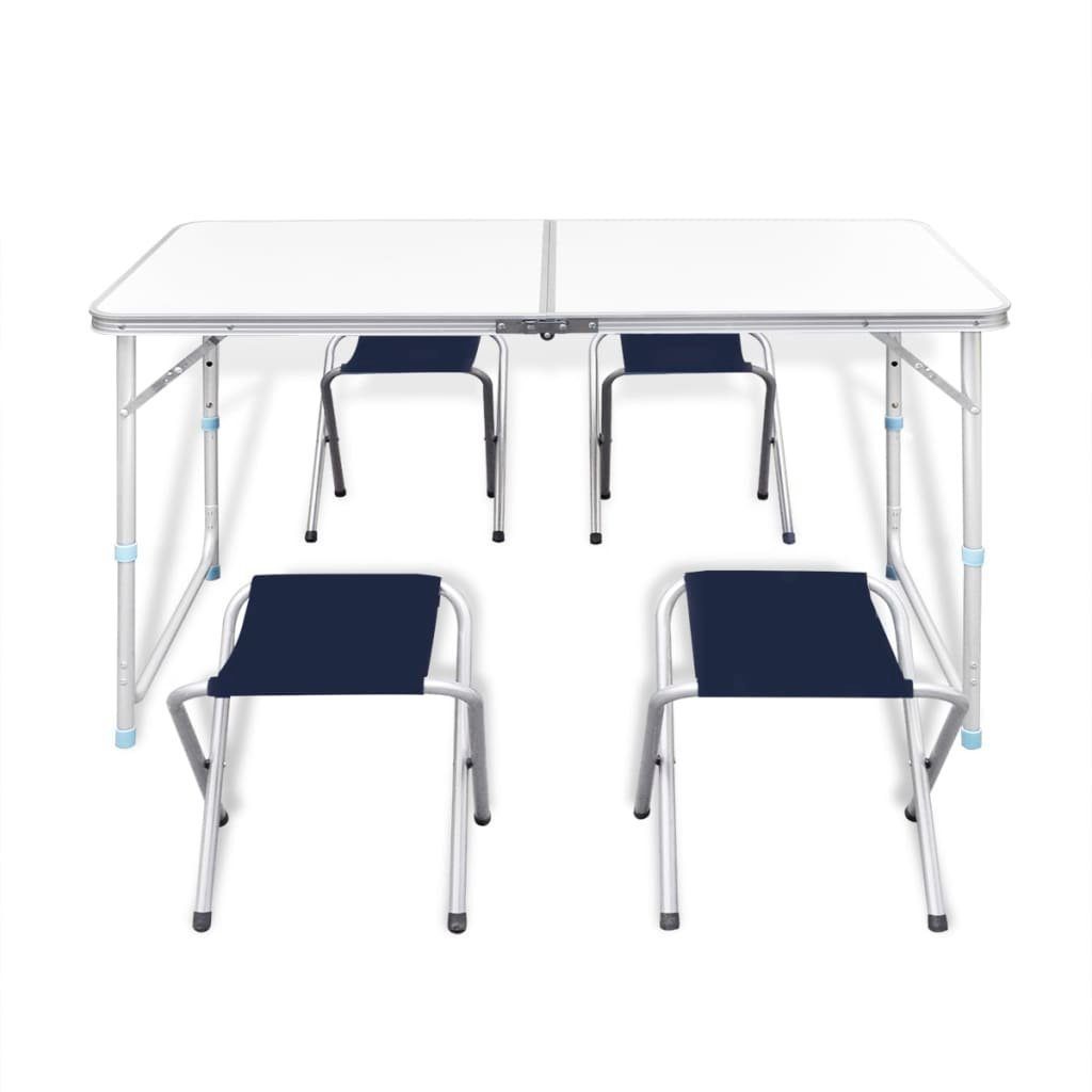 vidaXL Campingstuhl Campingtisch mit 4 Hockern Klappbar Höhenverstellbar 120x60 cm (1 St)