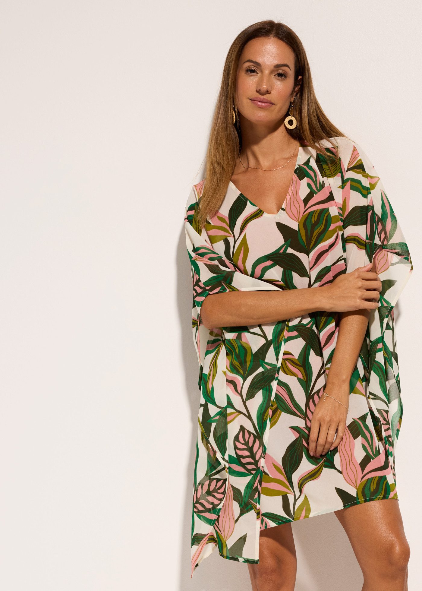 bonprix Tunikakleid aus Polyester, transparenter Stoff, Oversize-Passform, Kurzarm-Design