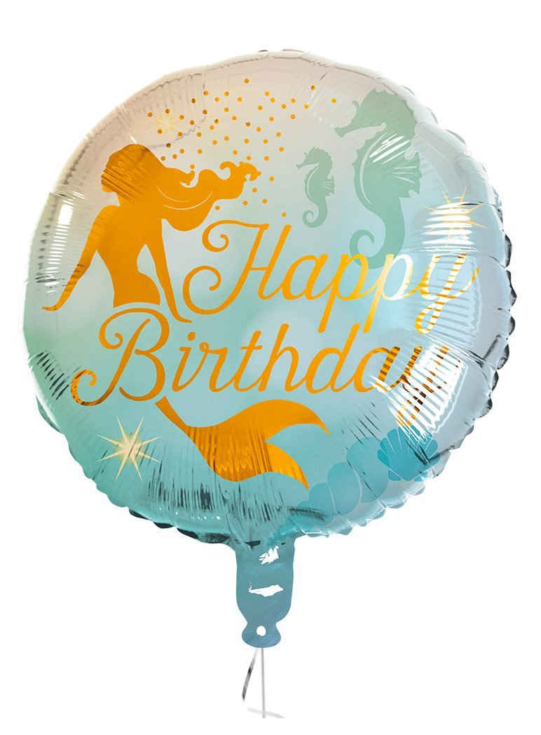 Boland Folienballon Happy Birthday Folienballon Meerjungfrau, Zweiseitiger Folienballon für Deine Geburtstagsfeier