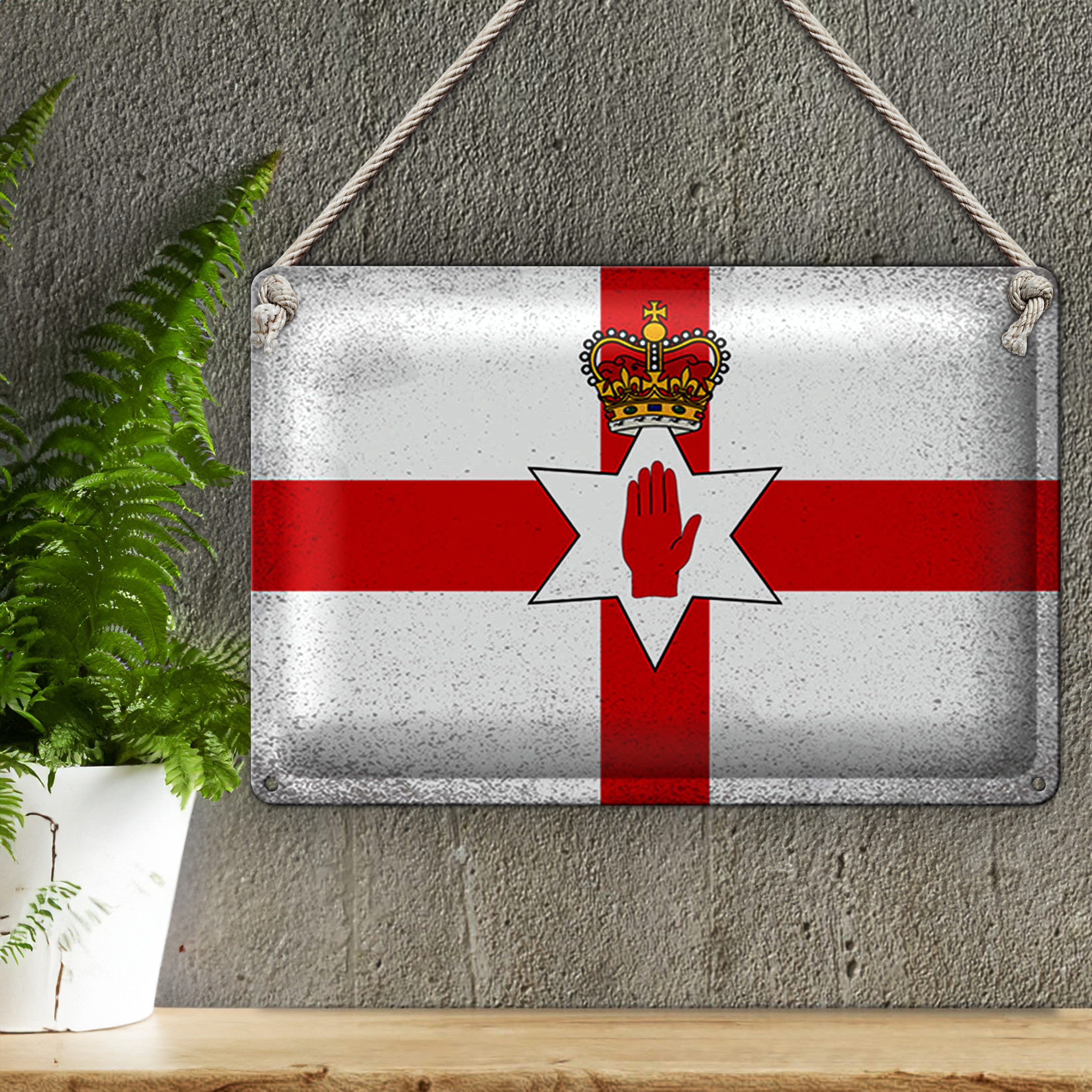 Roomando Metallschild Flagge Nordirland 18x12cm Flag Vintage