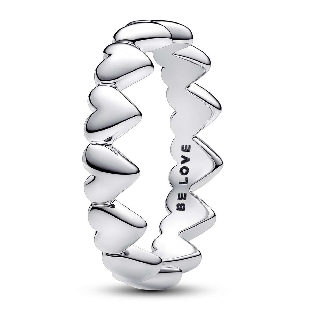 Pandora Silberring 193427C00, Damenring Reihe aus Herzen Silber