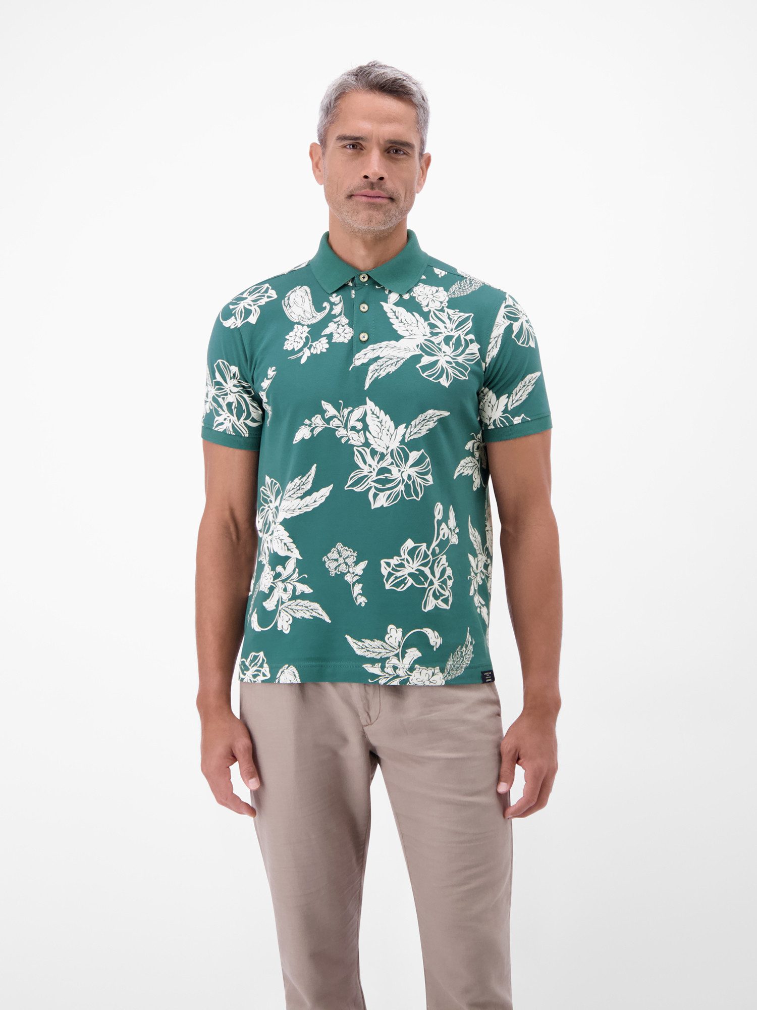 LERROS Poloshirt Poloshirt mit floralem All-over-Print, 100 % Baumwolle