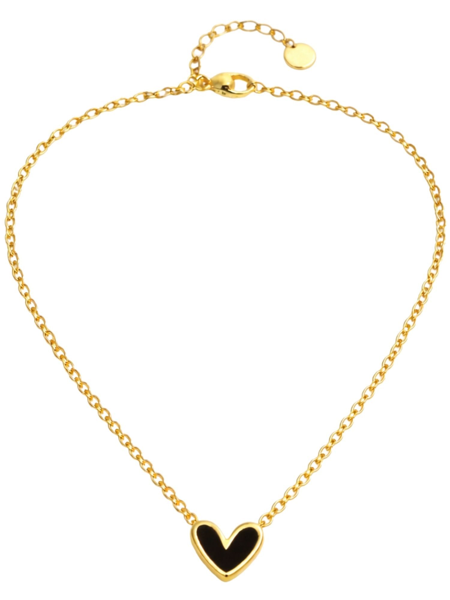 BS Schmuckdesign Herzkette Halskette Damen filigrane Ankerkette mit Herzanhänger vergoldet (inkl. Geschenkbox), 18K vergoldet, hypoallergen & wasserfest