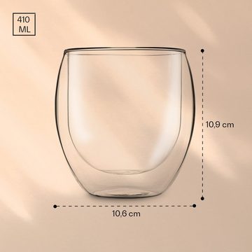 Feelino Thermoglas DUOS Jumbo doppelwandiges Glas 410 ml inkl. Löffel, Glas