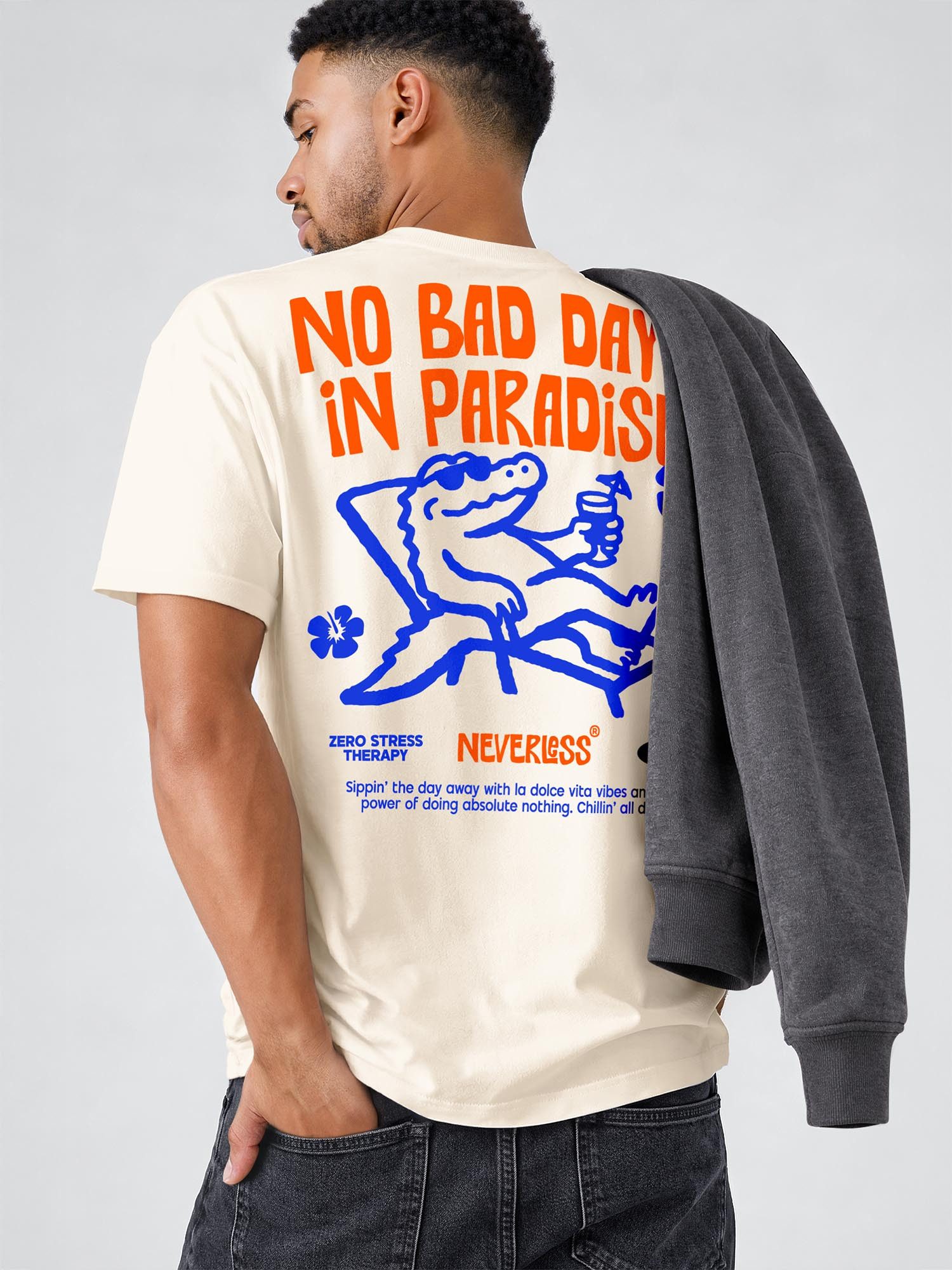 Neverless Oversize-Shirt Herren T-Shirt - No Bad Days - Relaxed Fit Sommer Fashion Streetstyle mit Print – Bild 5 von 5