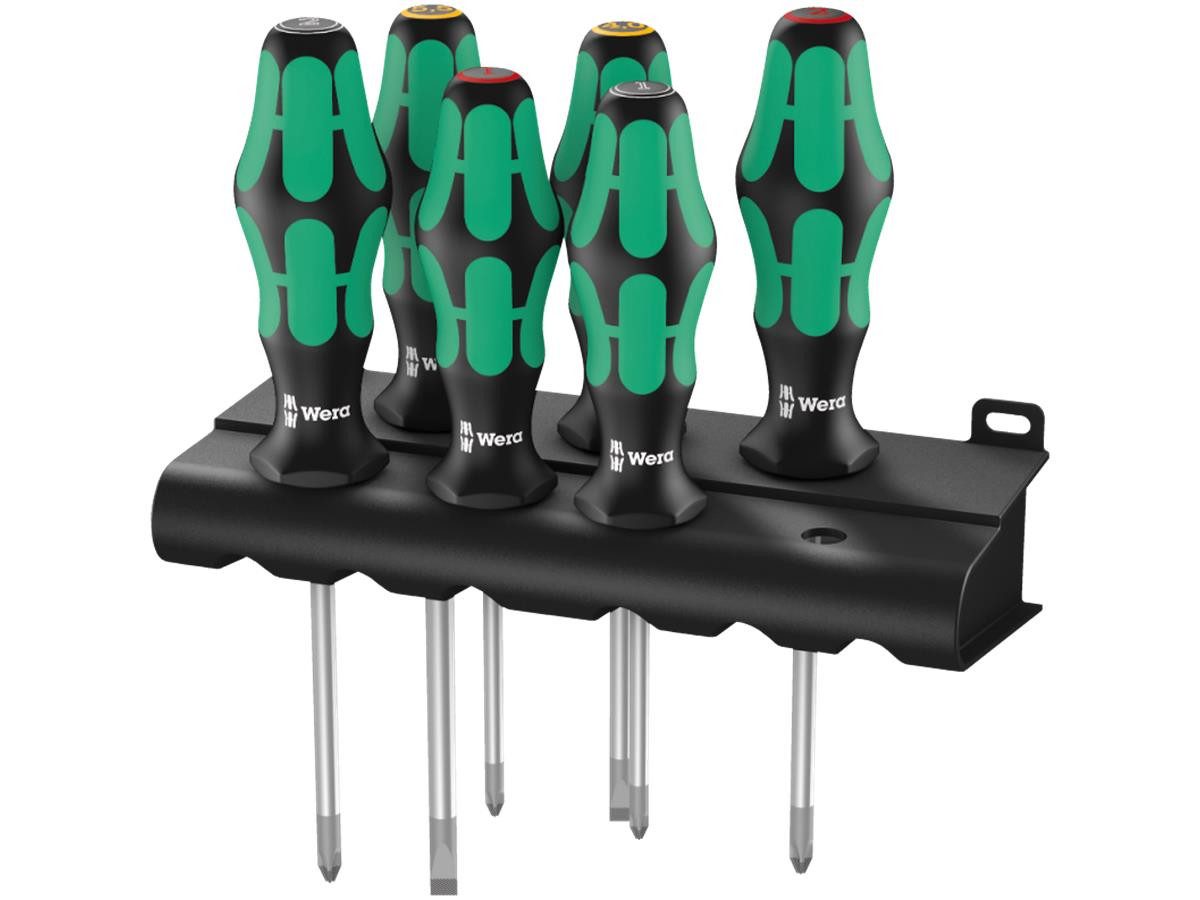 Wera Schraubendreher 335/350/355/6, (Set), Sechskantabrollschutz, Lasertip-Spitze, Farbkennzeichnung